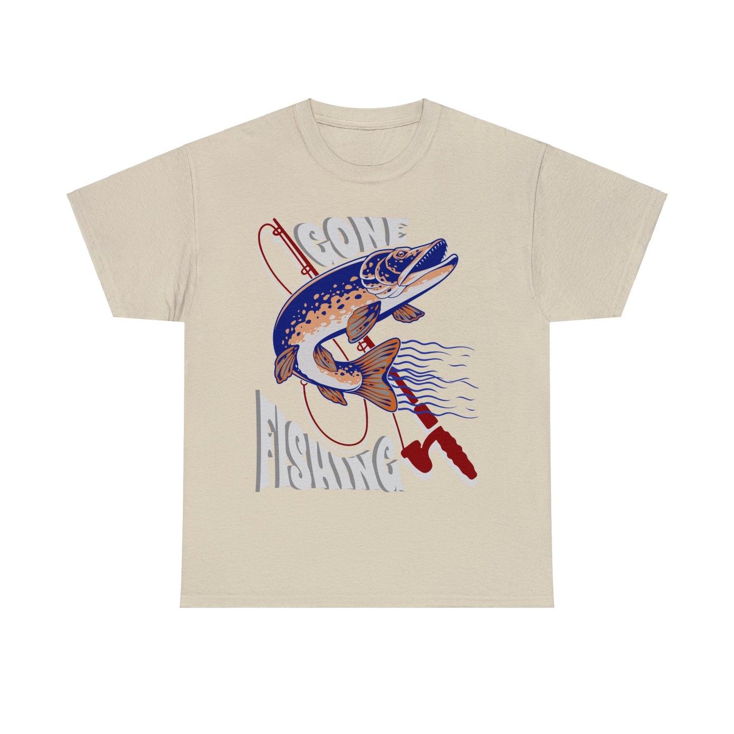 FISHING ON FRONT 5 Unisex Heavy Cotton Tee