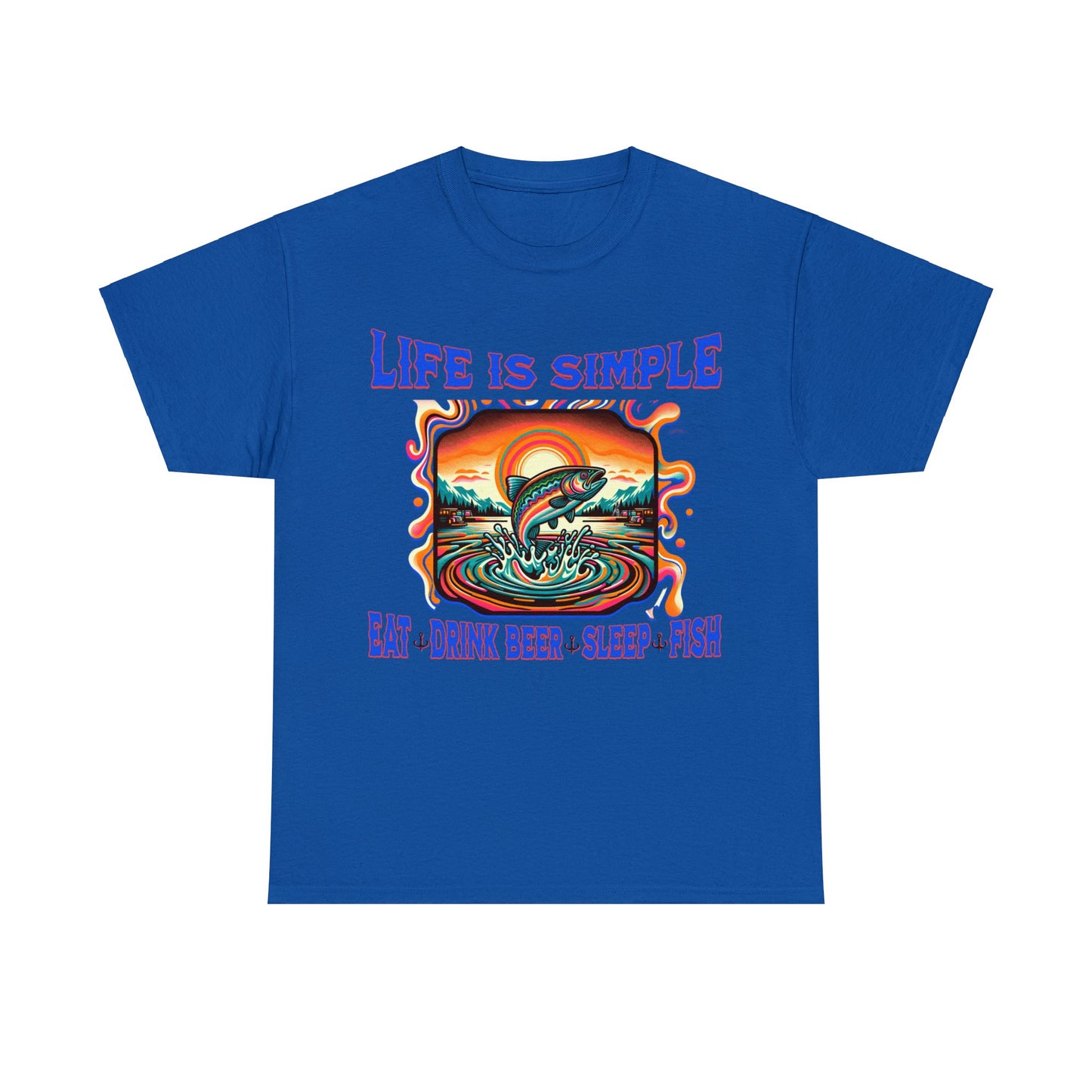 fishing 2 ON FRONT Unisex Heavy Cotton Tee