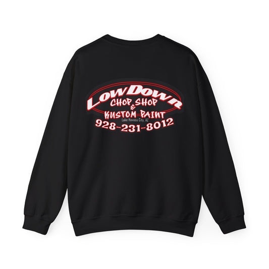 Low Down Custom Paint Crewneck Sweatshirt with phone number