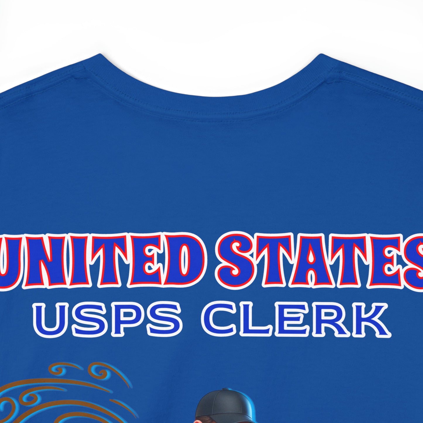 POSTAL BUFF CLERK ON BACK Unisex Heavy Cotton Tee
