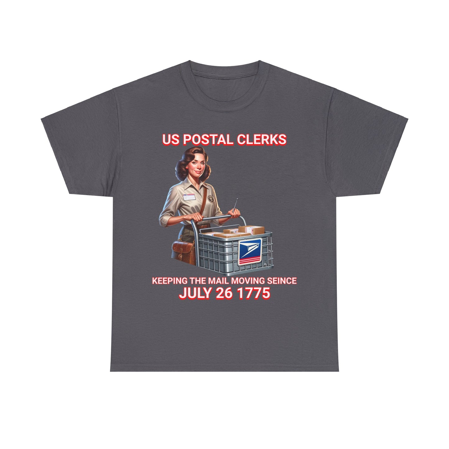 POSTAL CLERK ON FRONT Unisex Heavy Cotton Tee