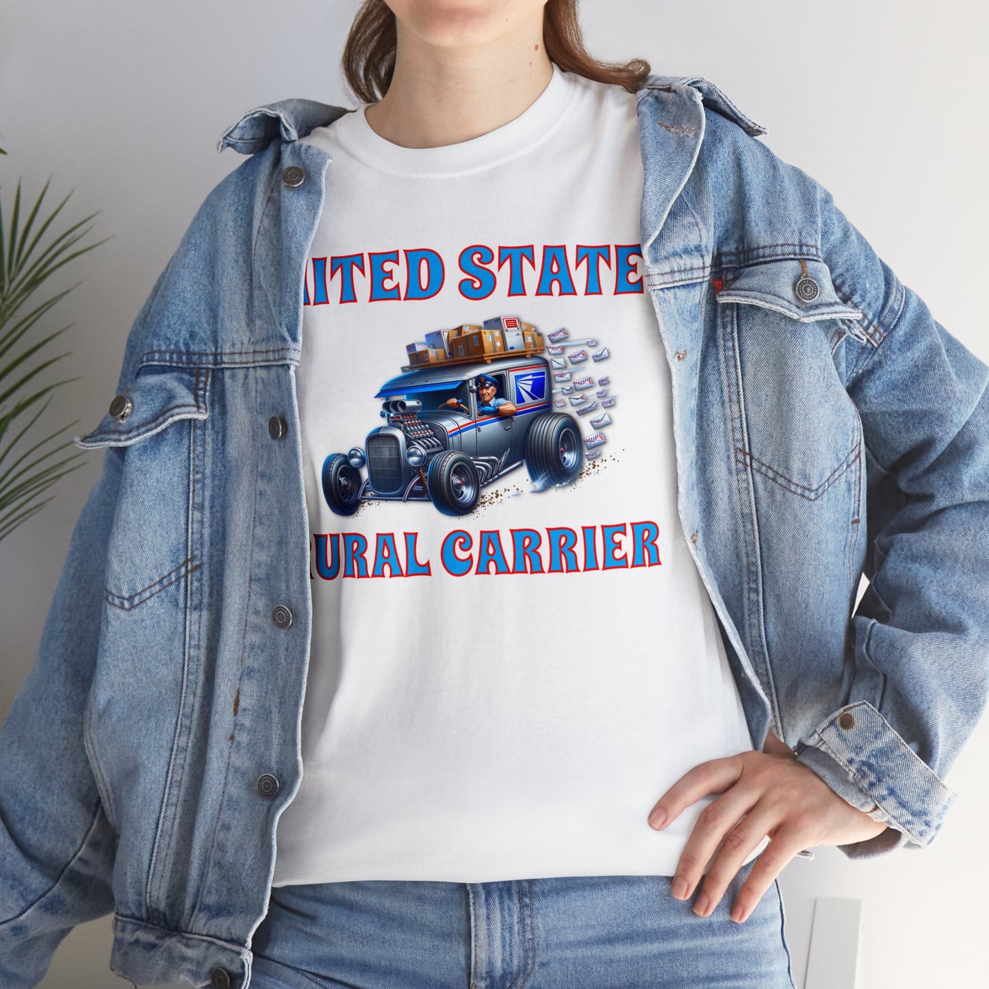 RURAL CARRIER ON front Unisex Heavy Cotton Tee