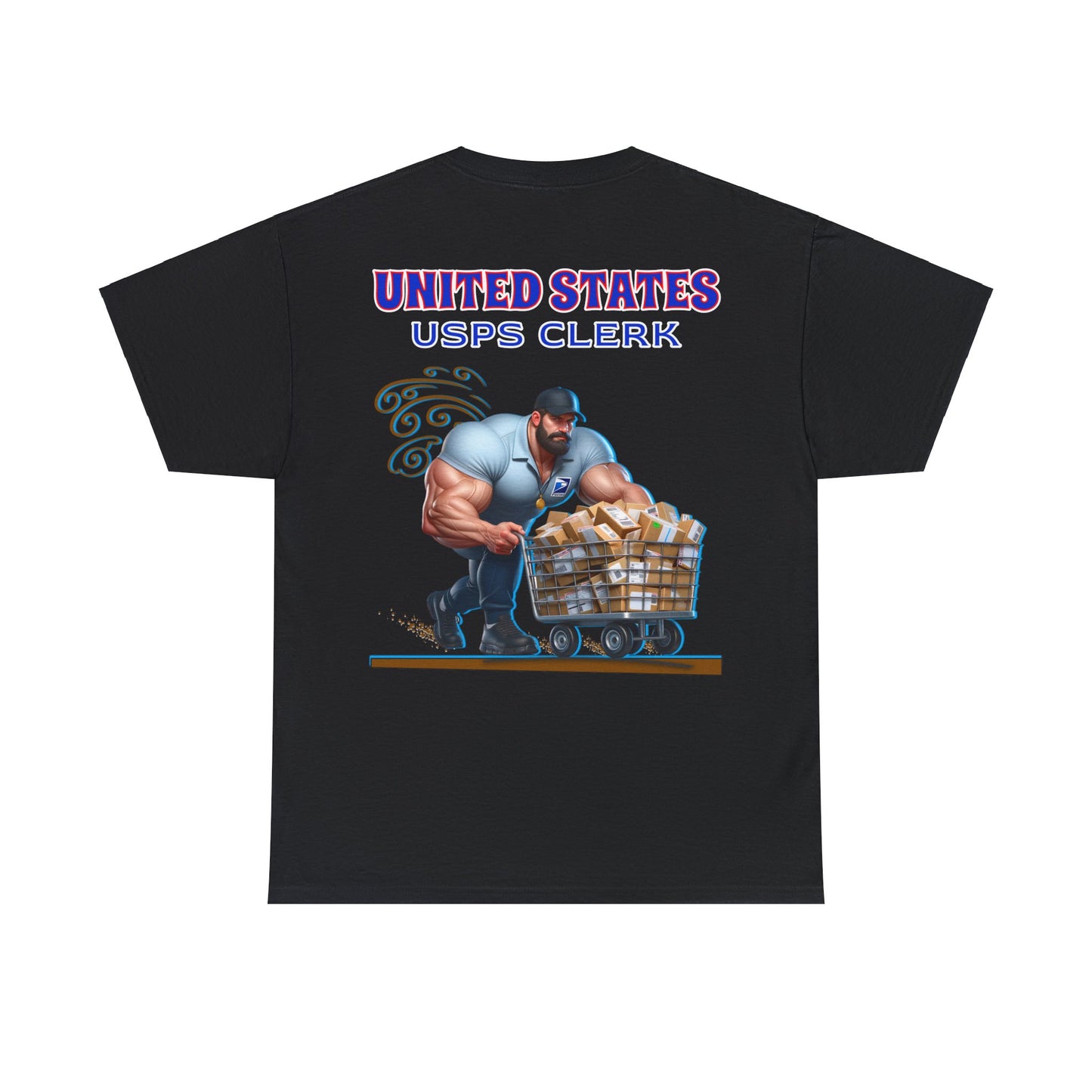 POSTAL BUFF CLERK ON BACK Unisex Heavy Cotton Tee
