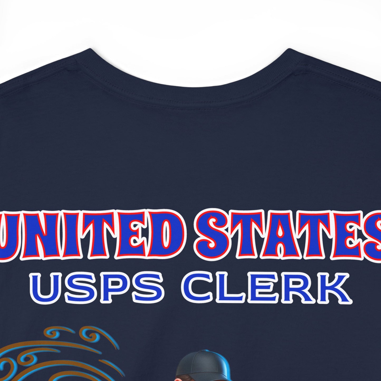 POSTAL BUFF CLERK ON BACK Unisex Heavy Cotton Tee