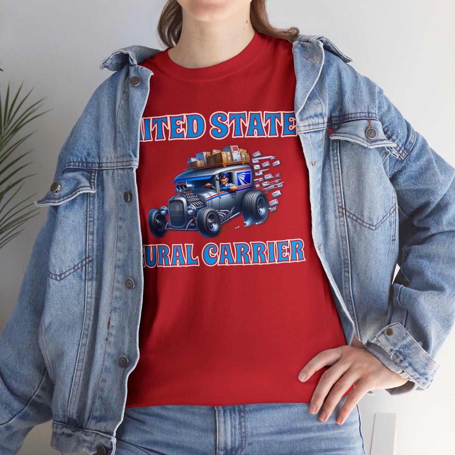 RURAL CARRIER ON front Unisex Heavy Cotton Tee