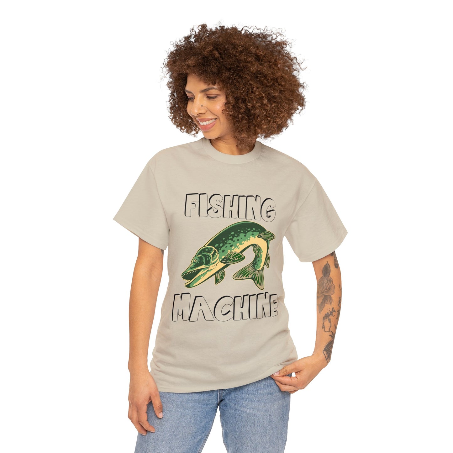 FISHING ON FRONT 5 Unisex Heavy Cotton Tee