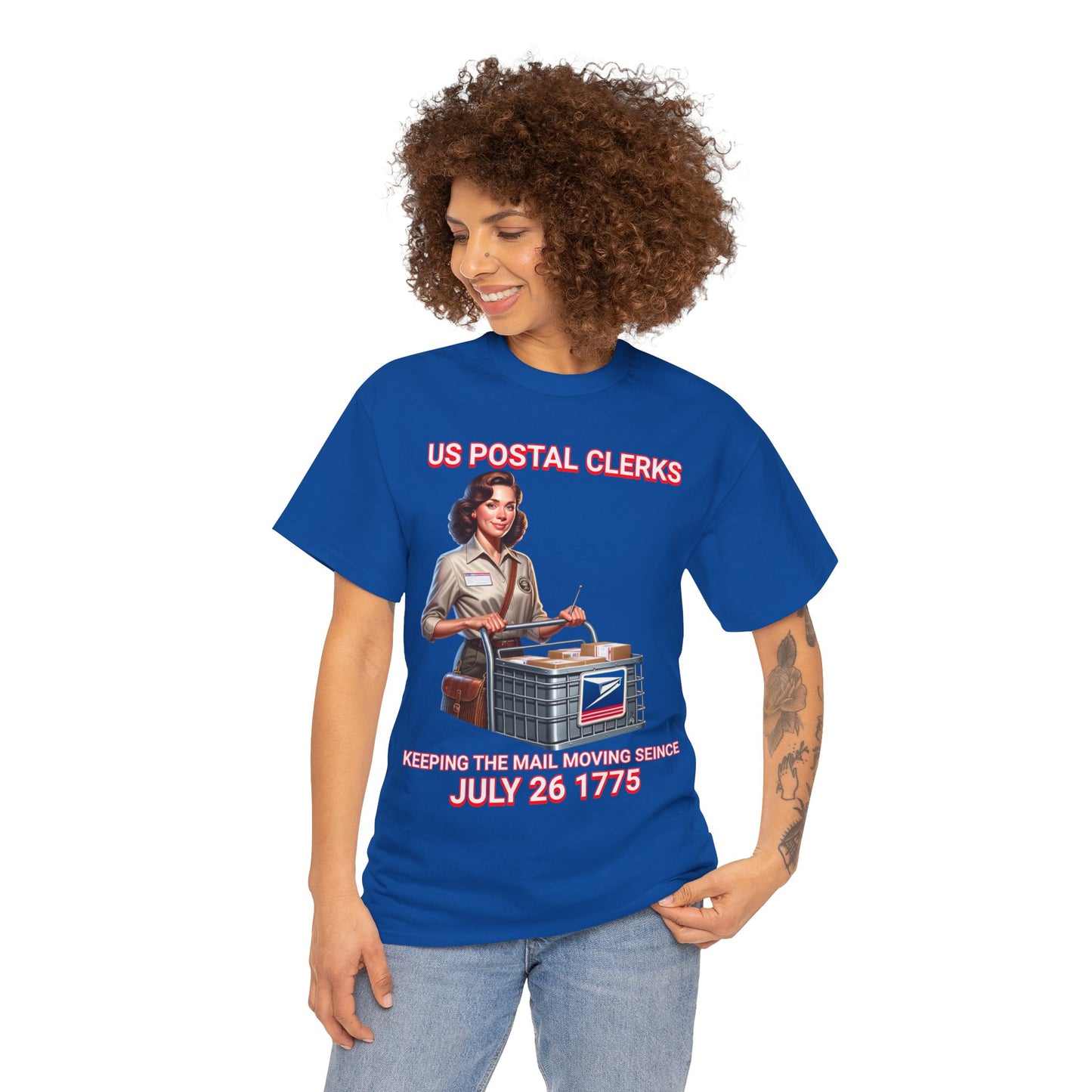 POSTAL CLERK ON FRONT Unisex Heavy Cotton Tee
