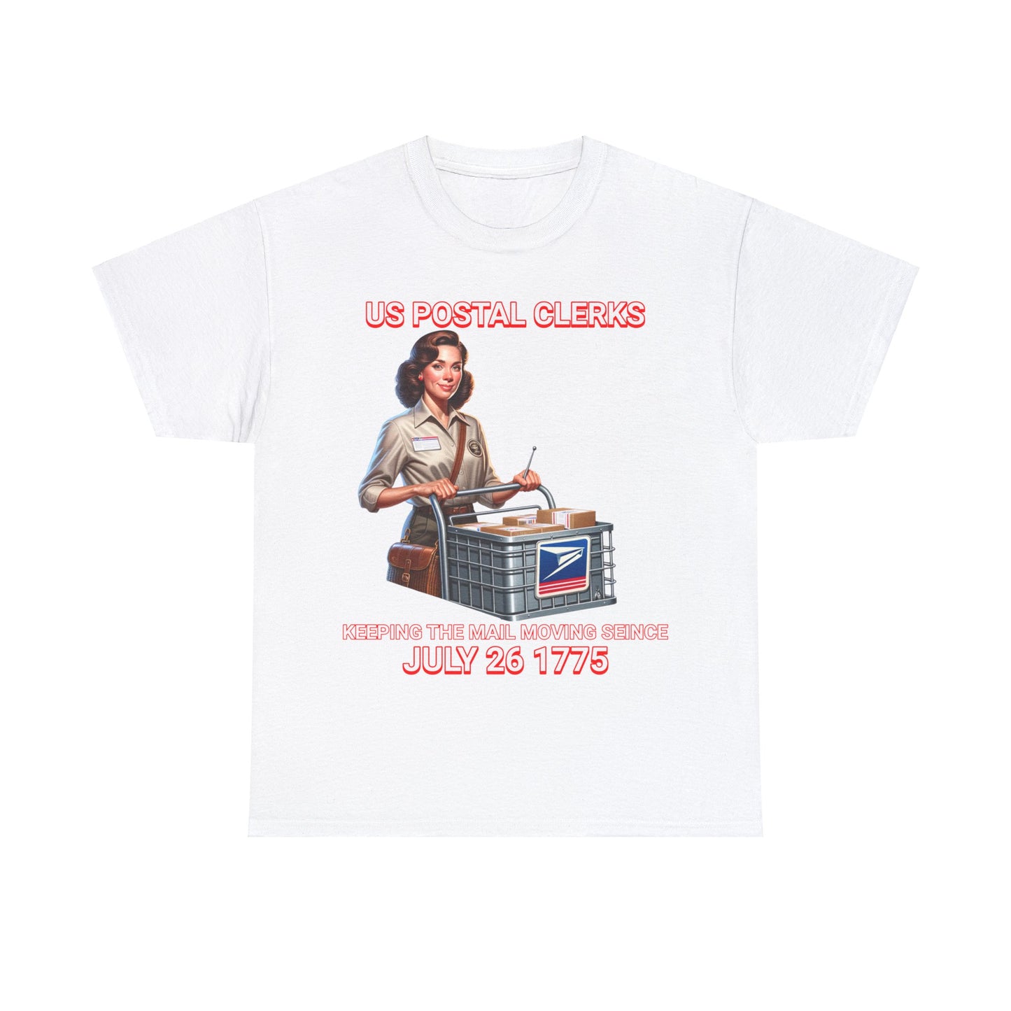 POSTAL CLERK ON FRONT Unisex Heavy Cotton Tee