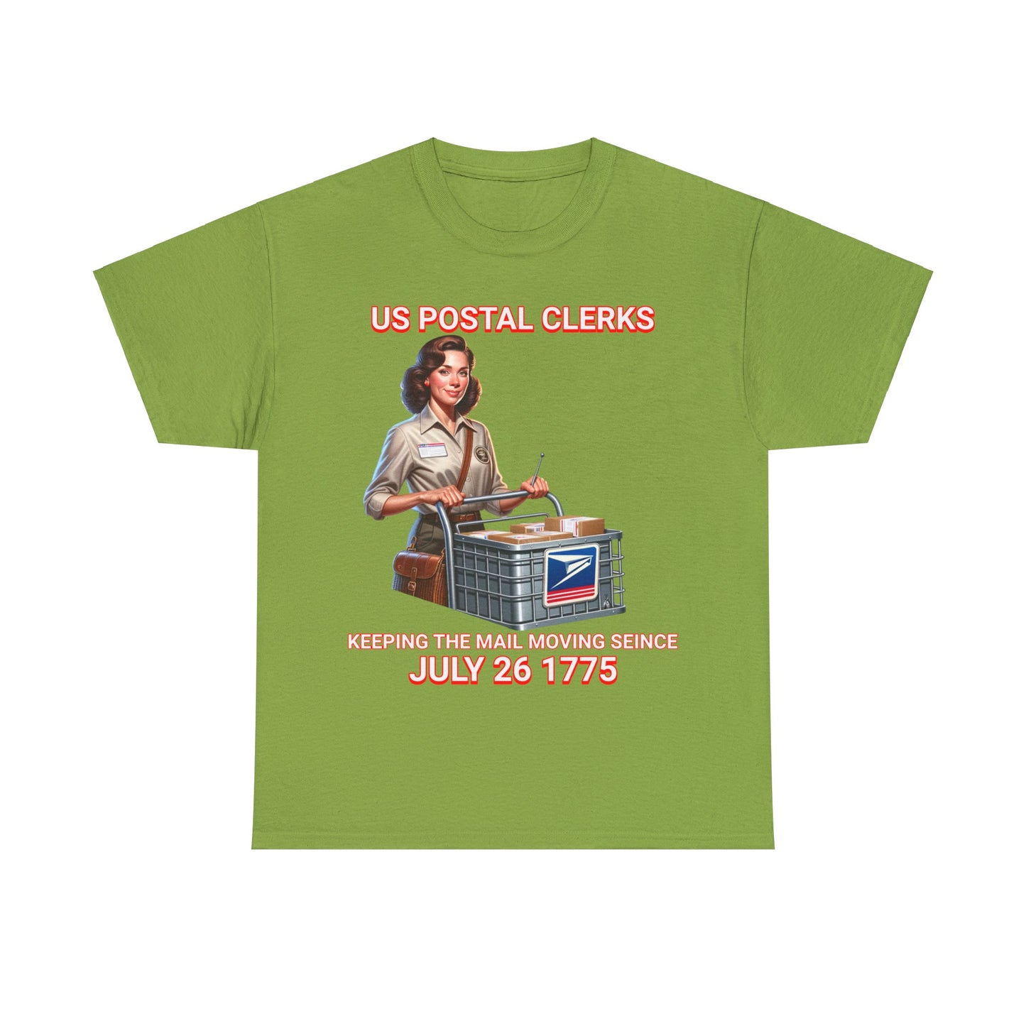 POSTAL CLERK ON FRONT Unisex Heavy Cotton Tee