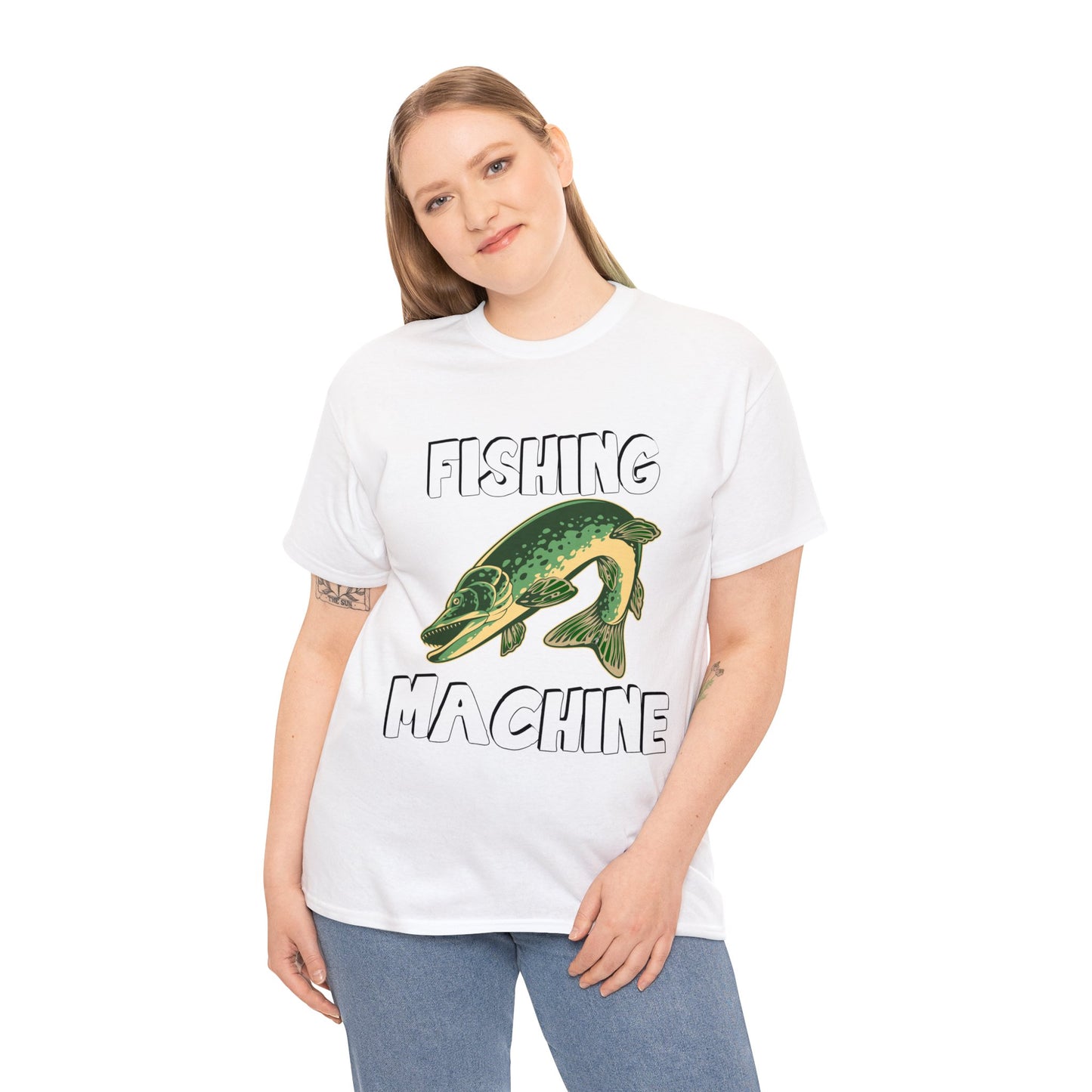 FISHING ON FRONT 5 Unisex Heavy Cotton Tee