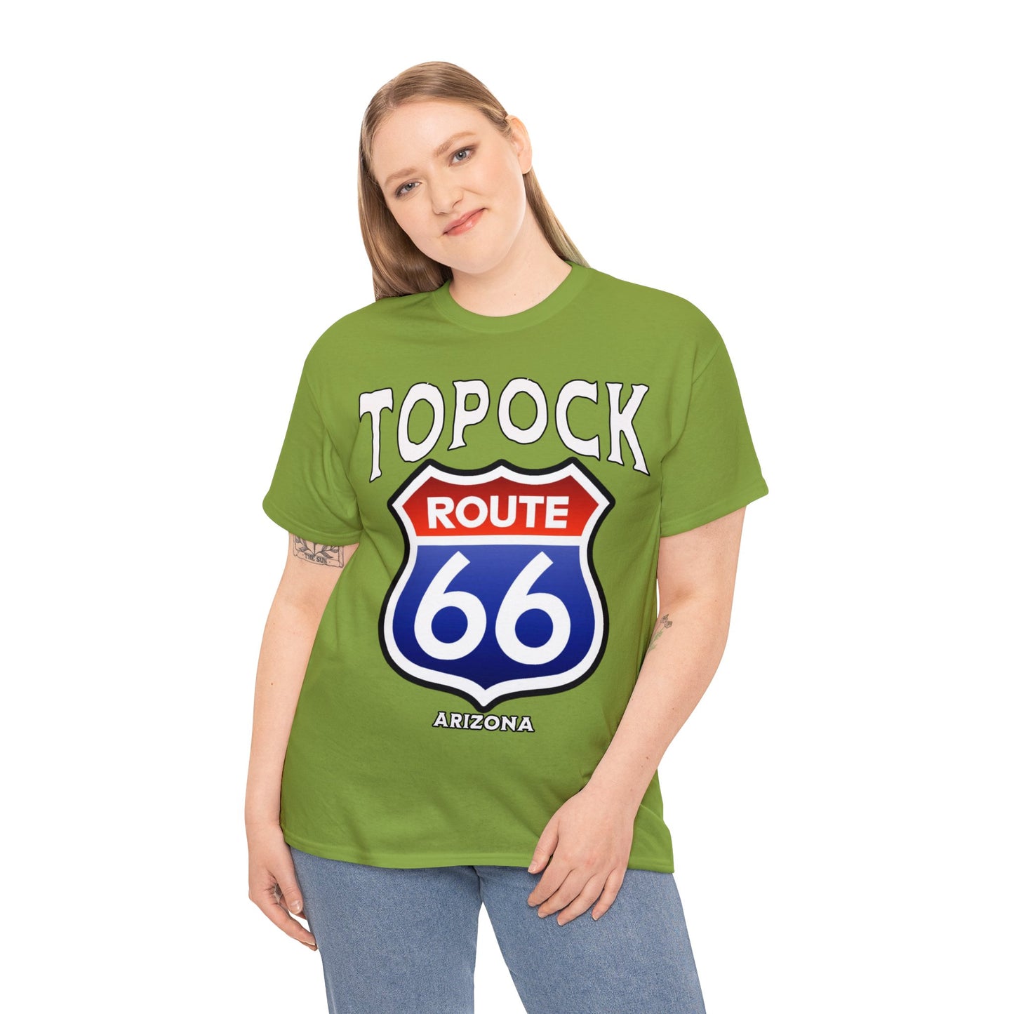 TOPOCK RT66 ON FRONT Unisex Heavy Cotton Tee