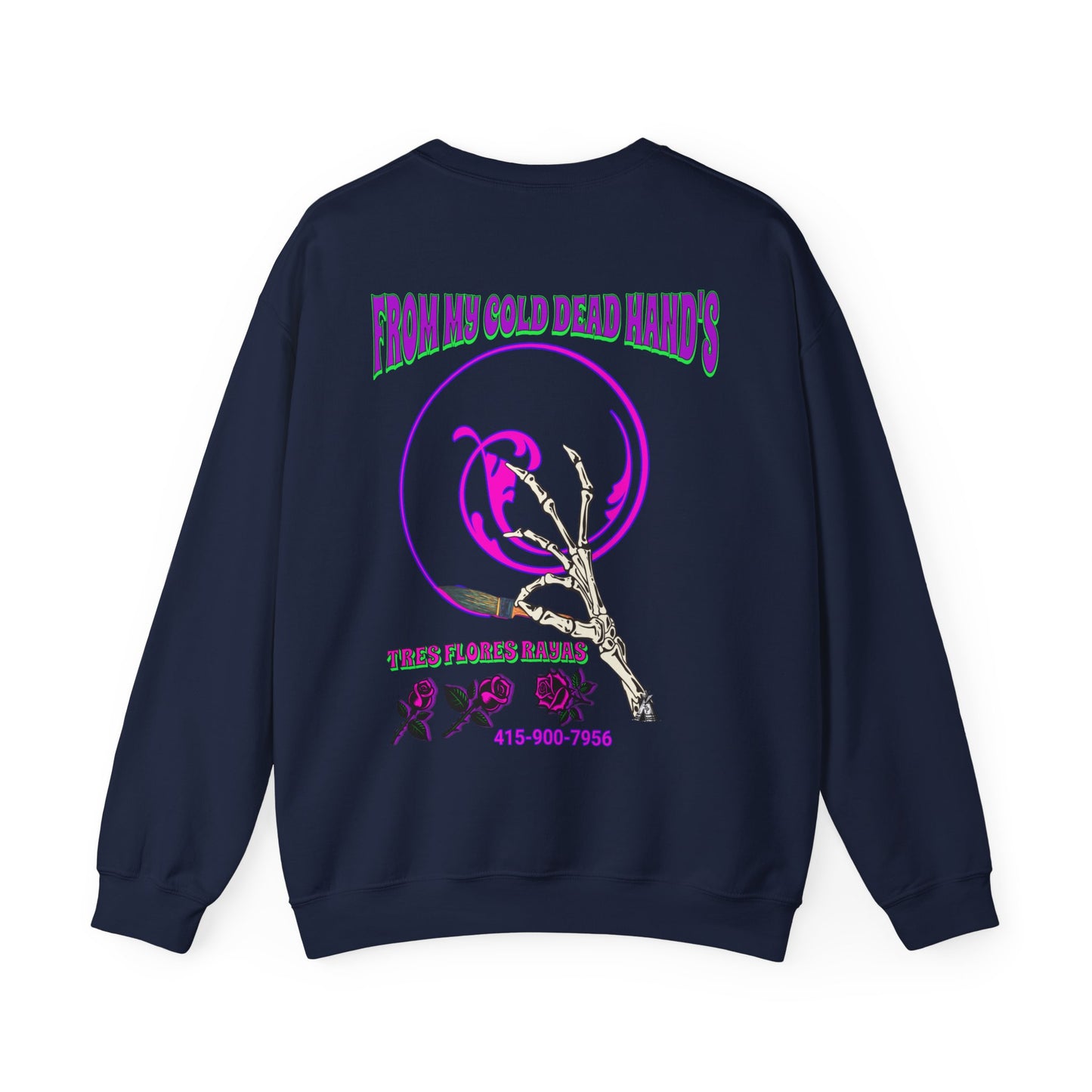 PINSTRIPER COLD DEAD HANDS 0N BACK Unisex Heavy Blend™ Crewneck Sweatshirt