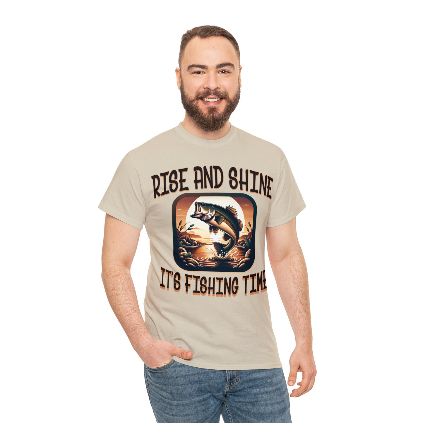 FISHING ON FRONT Unisex Heavy Cotton Tee