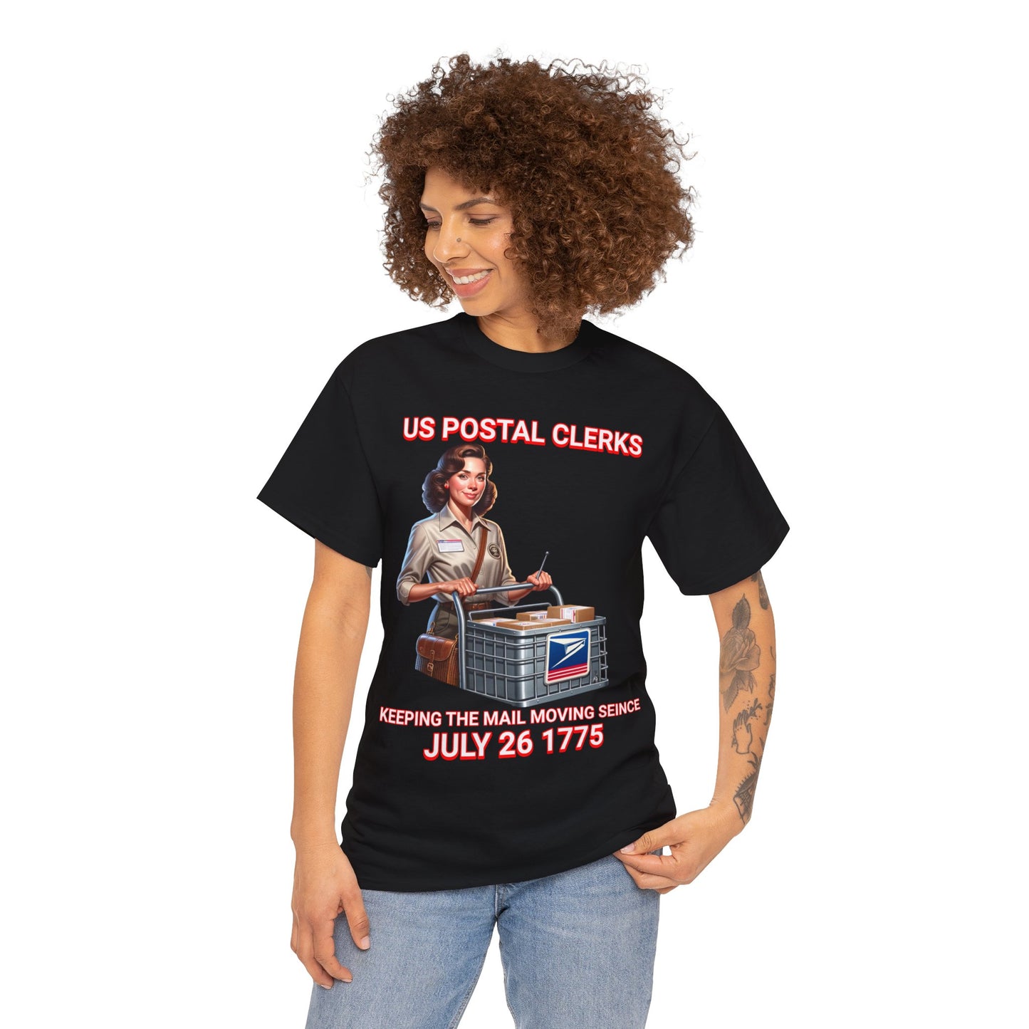 POSTAL CLERK ON FRONT Unisex Heavy Cotton Tee