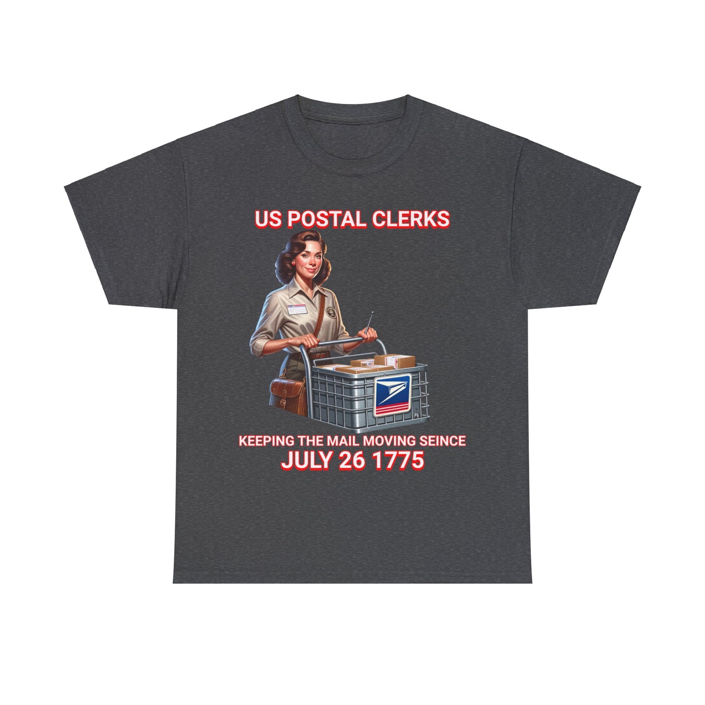 POSTAL CLERK ON FRONT Unisex Heavy Cotton Tee