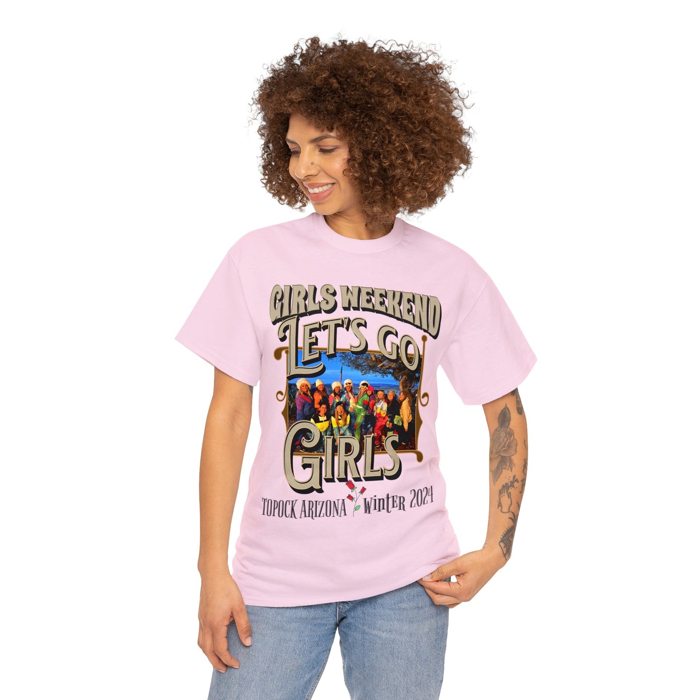 GIRLS WEEKEND ON FRONT Unisex Heavy Cotton Tee