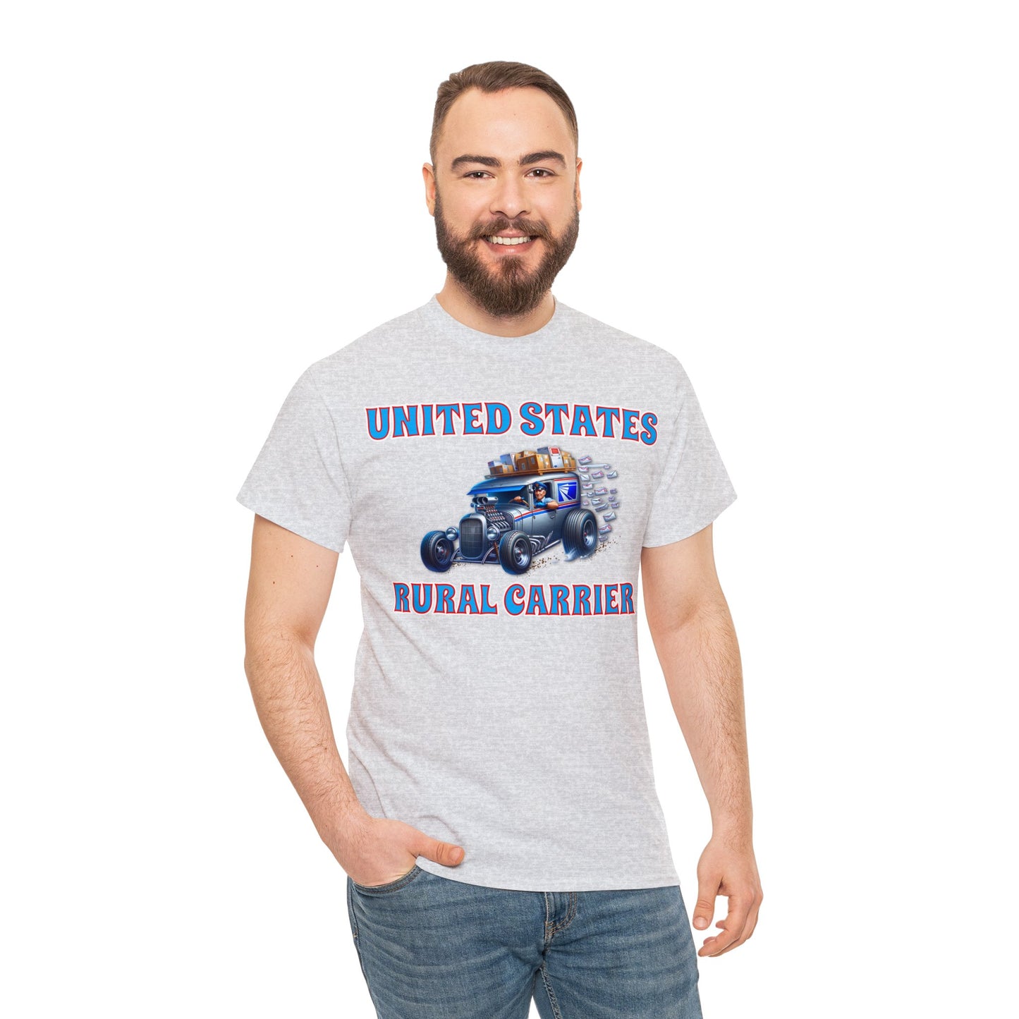 RURAL CARRIER ON front Unisex Heavy Cotton Tee