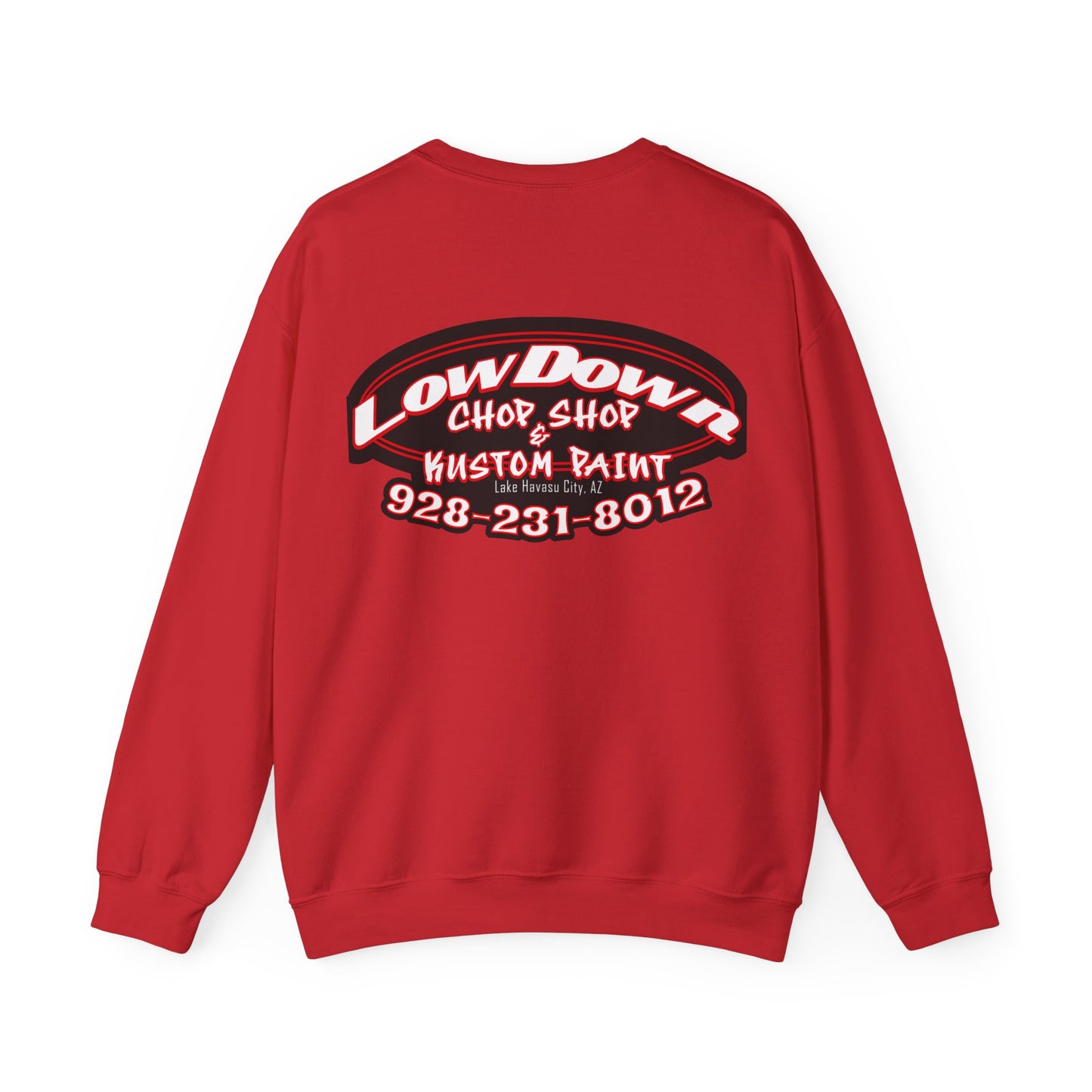 Low Down Custom Paint Crewneck Sweatshirt with phone number