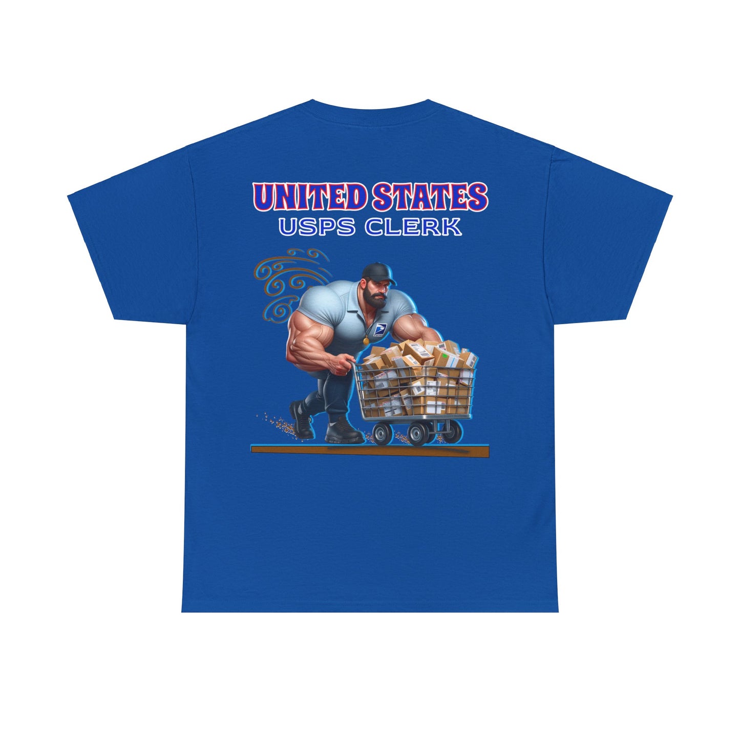POSTAL BUFF CLERK ON BACK Unisex Heavy Cotton Tee