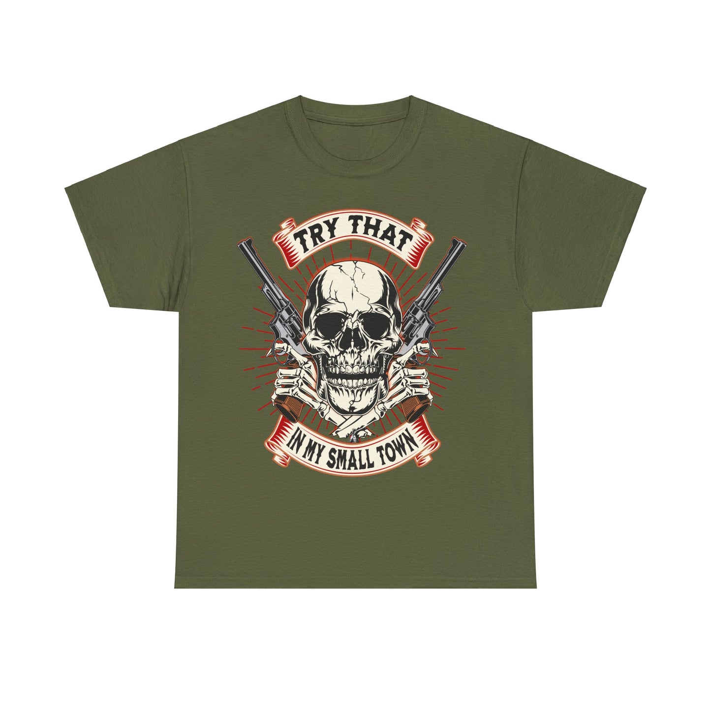 SMALL  TOWN ON FRONT  Unisex Heavy Cotton Tee