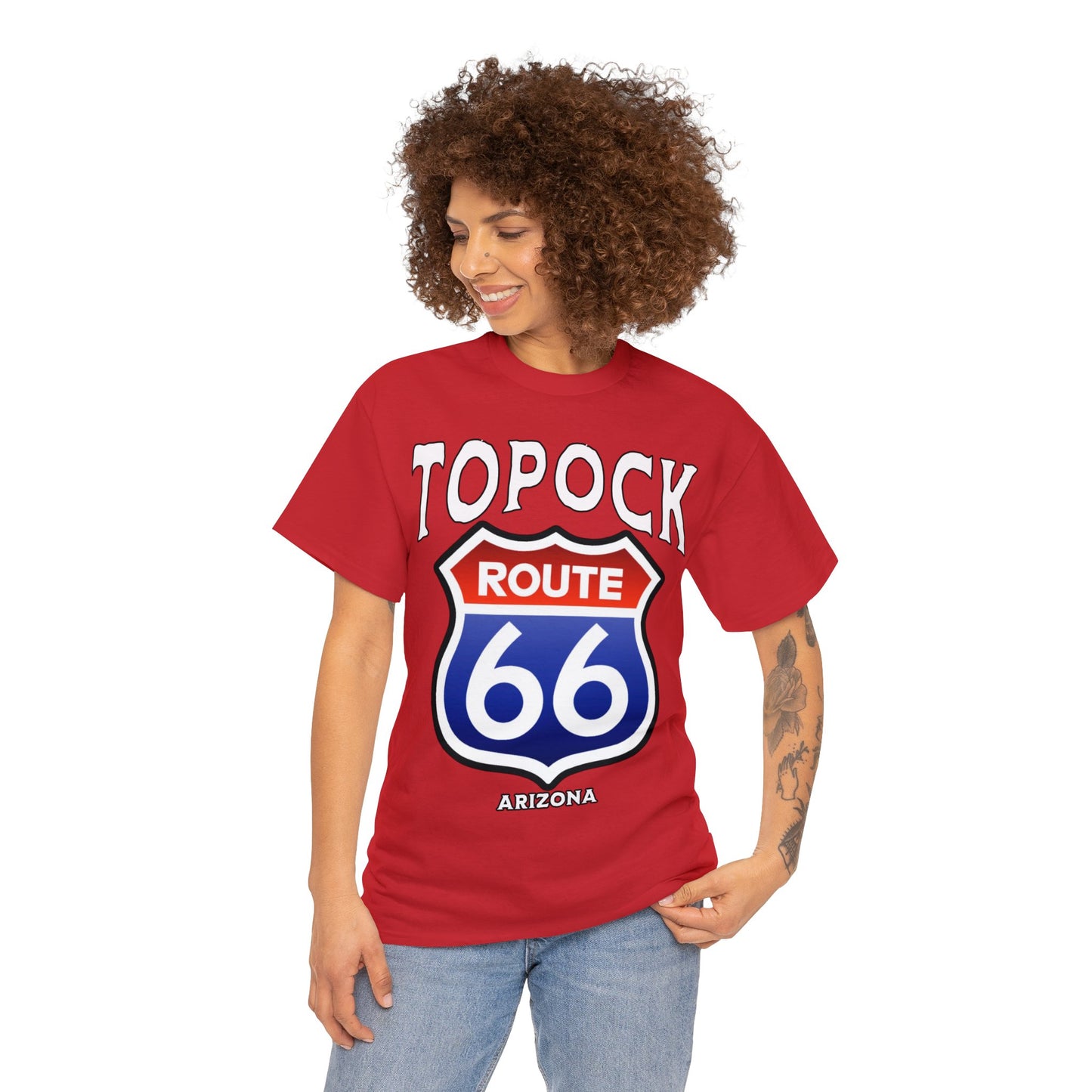 TOPOCK RT66 ON FRONT Unisex Heavy Cotton Tee