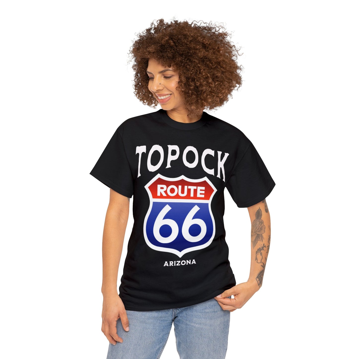 TOPOCK RT66 ON FRONT Unisex Heavy Cotton Tee