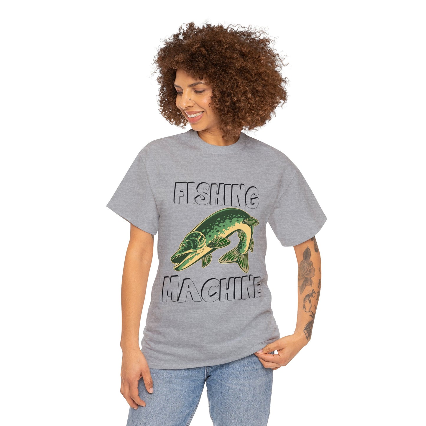FISHING ON FRONT 5 Unisex Heavy Cotton Tee