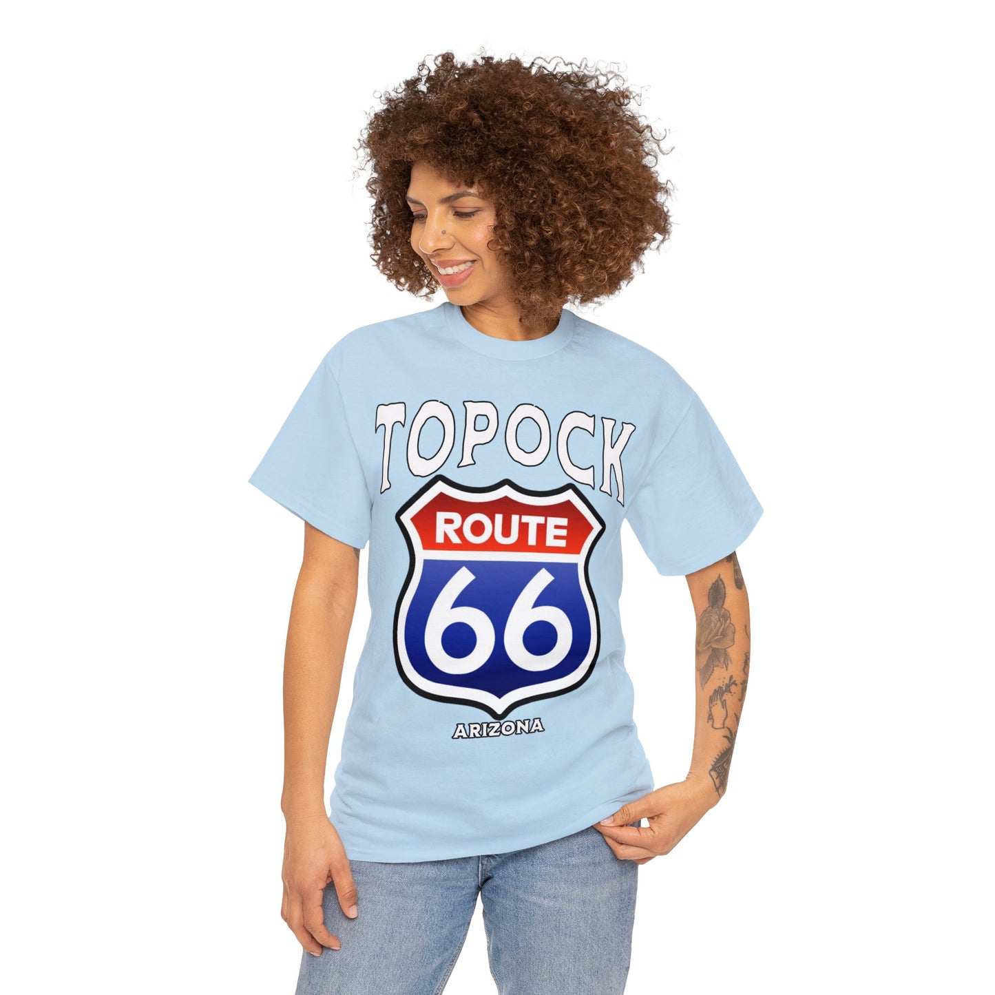 TOPOCK RT66 ON FRONT Unisex Heavy Cotton Tee