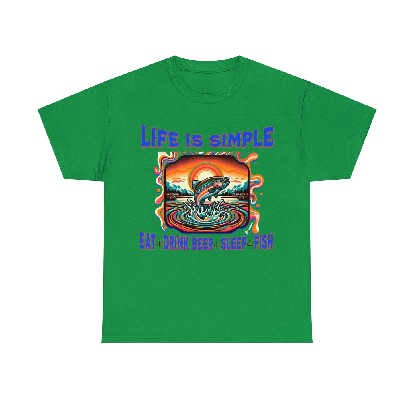 fishing 2 ON FRONT Unisex Heavy Cotton Tee