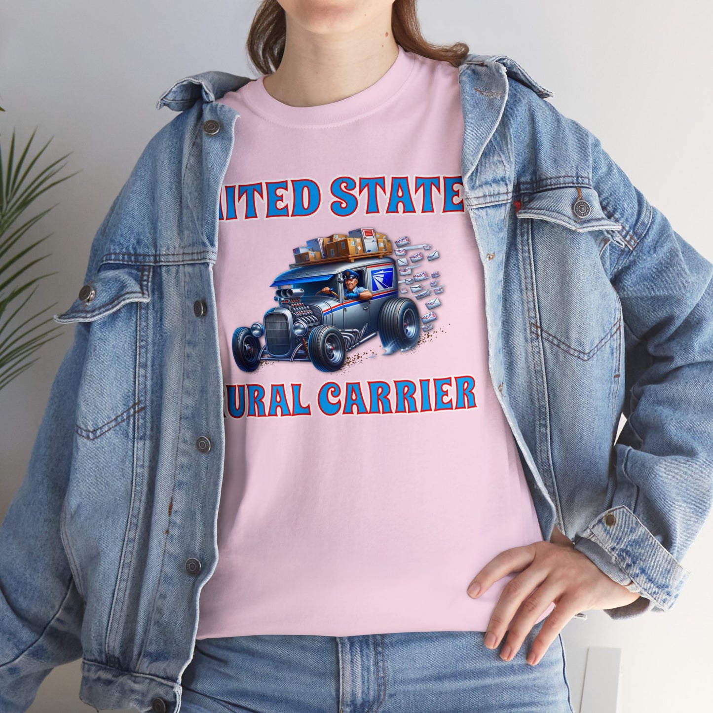RURAL CARRIER ON front Unisex Heavy Cotton Tee