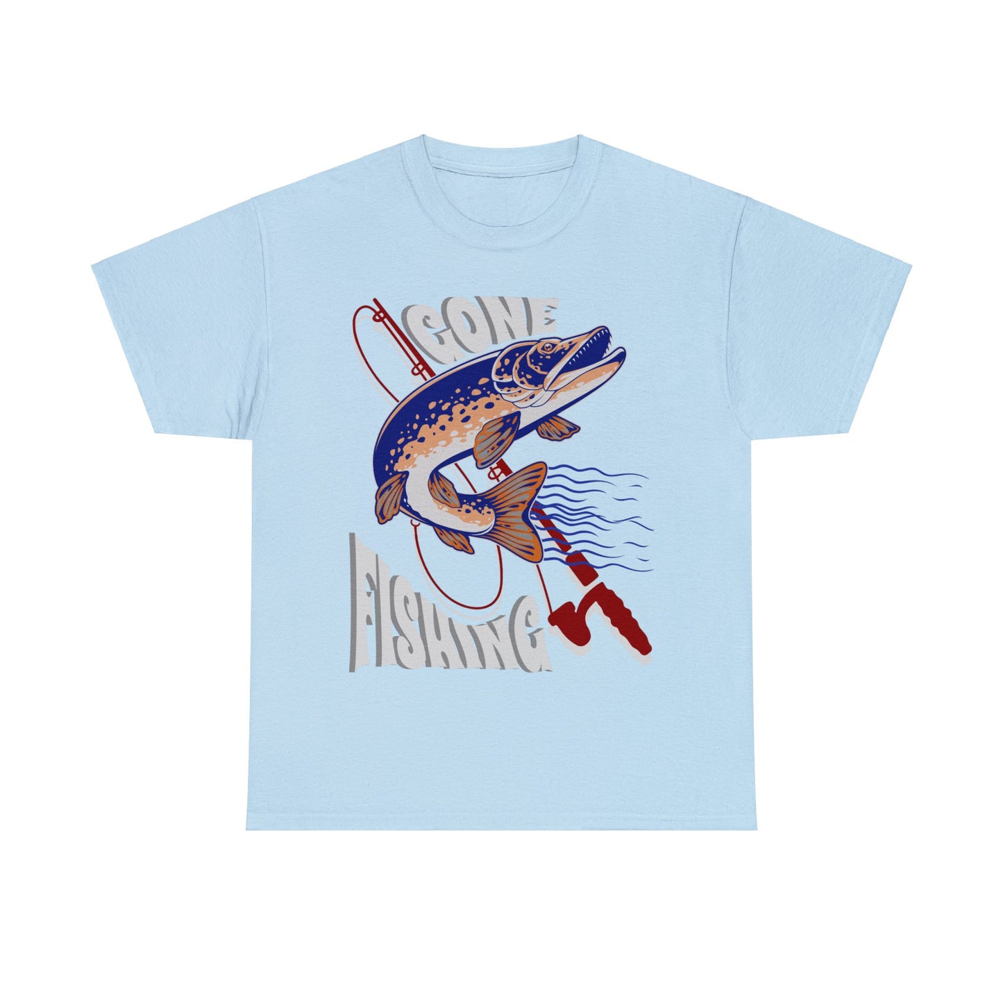 FISHING ON FRONT 5 Unisex Heavy Cotton Tee