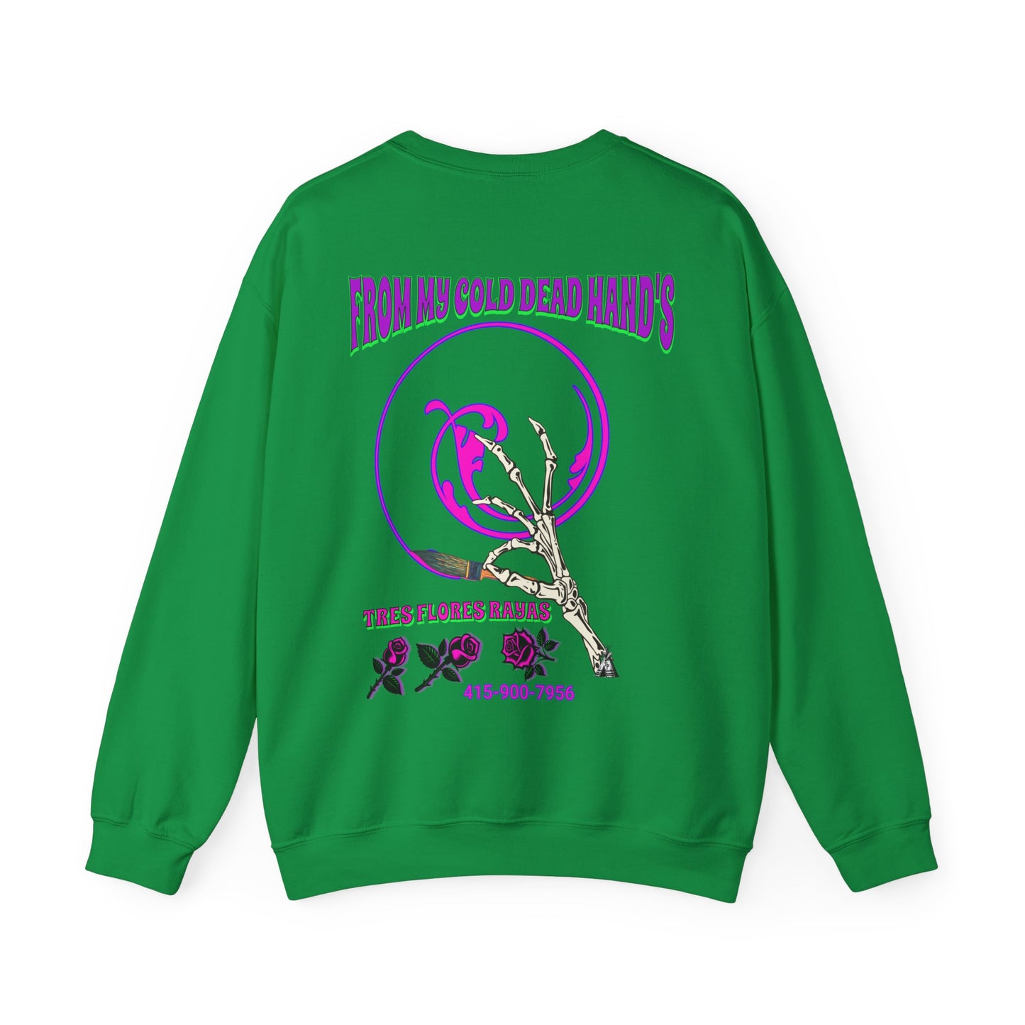 PINSTRIPER COLD DEAD HANDS 0N BACK Unisex Heavy Blend™ Crewneck Sweatshirt