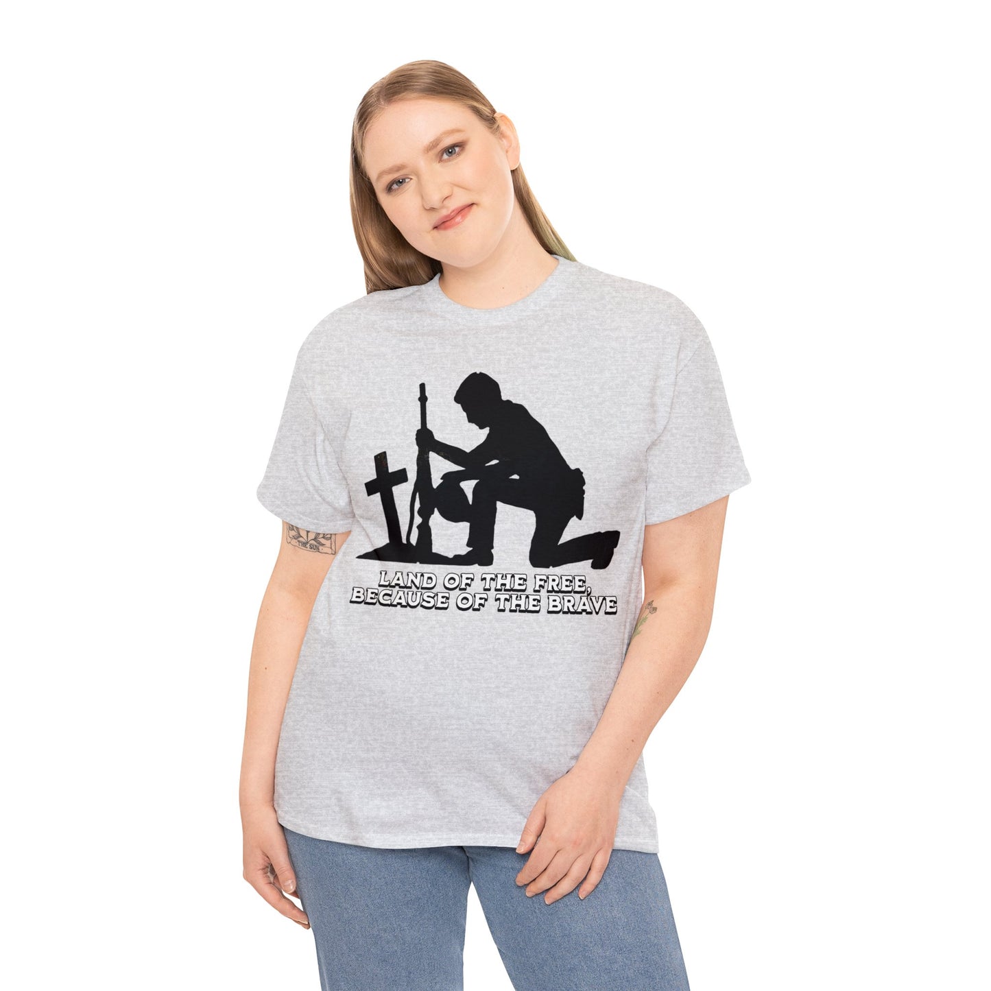 LAND OF THE FREE ON FRONT Unisex Heavy Cotton Tee