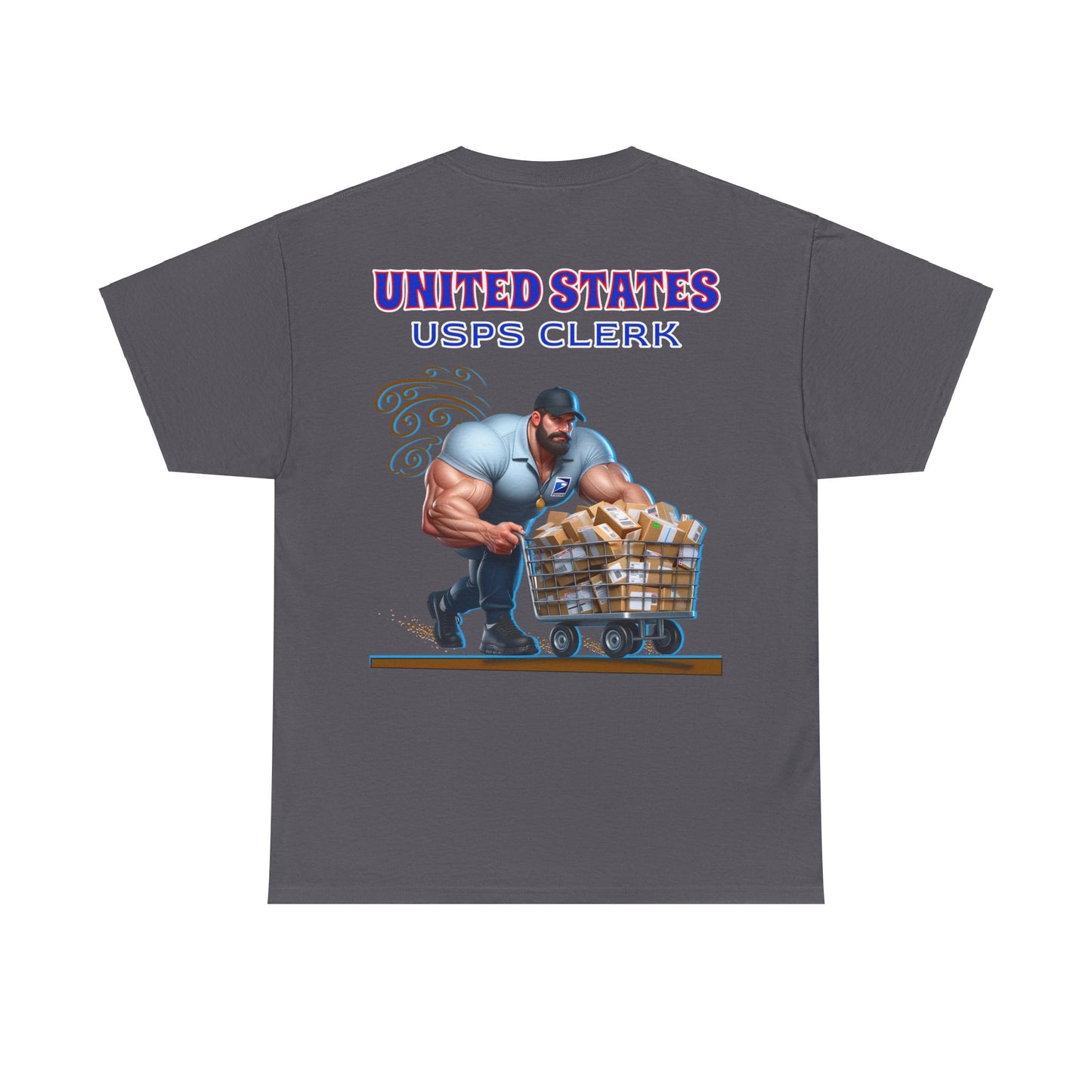 POSTAL BUFF CLERK ON BACK Unisex Heavy Cotton Tee