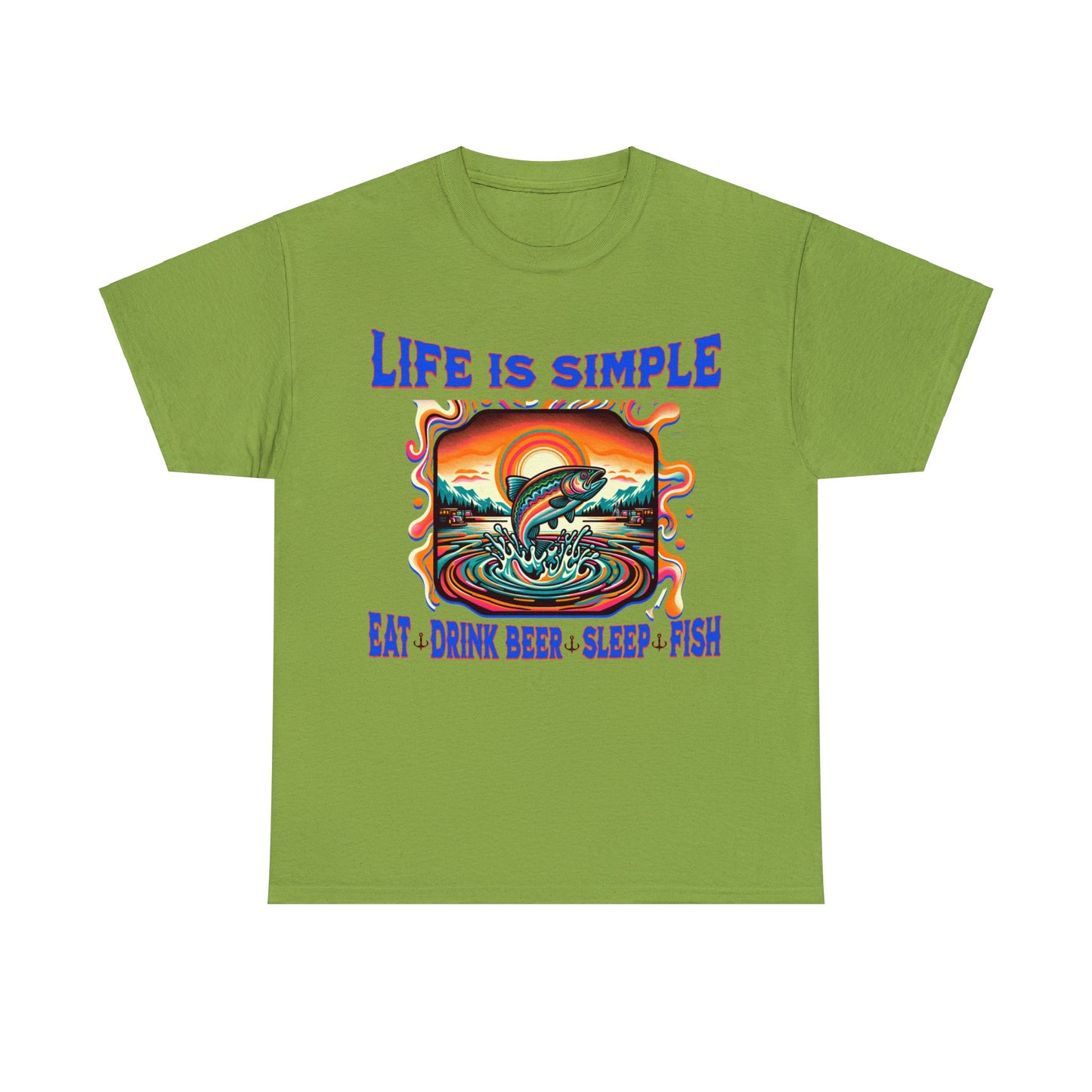 fishing 2 ON FRONT Unisex Heavy Cotton Tee