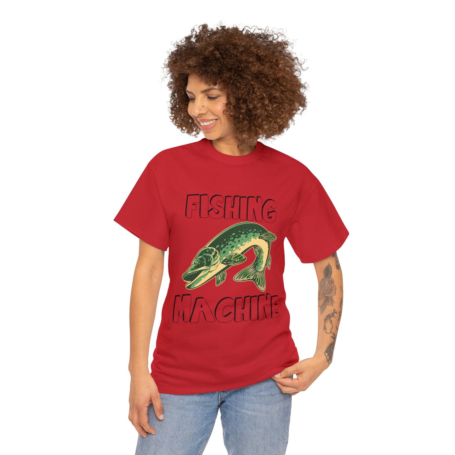 FISHING ON FRONT 5 Unisex Heavy Cotton Tee