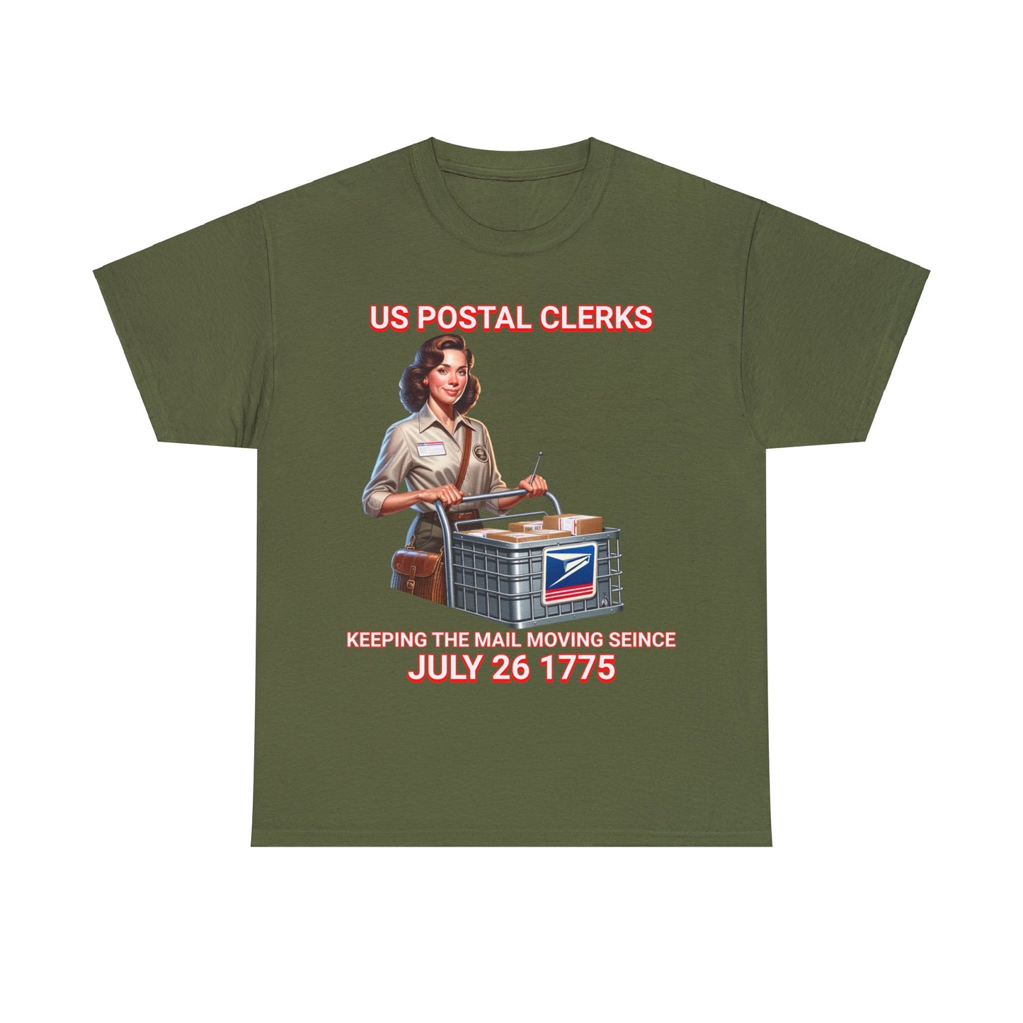 POSTAL CLERK ON FRONT Unisex Heavy Cotton Tee