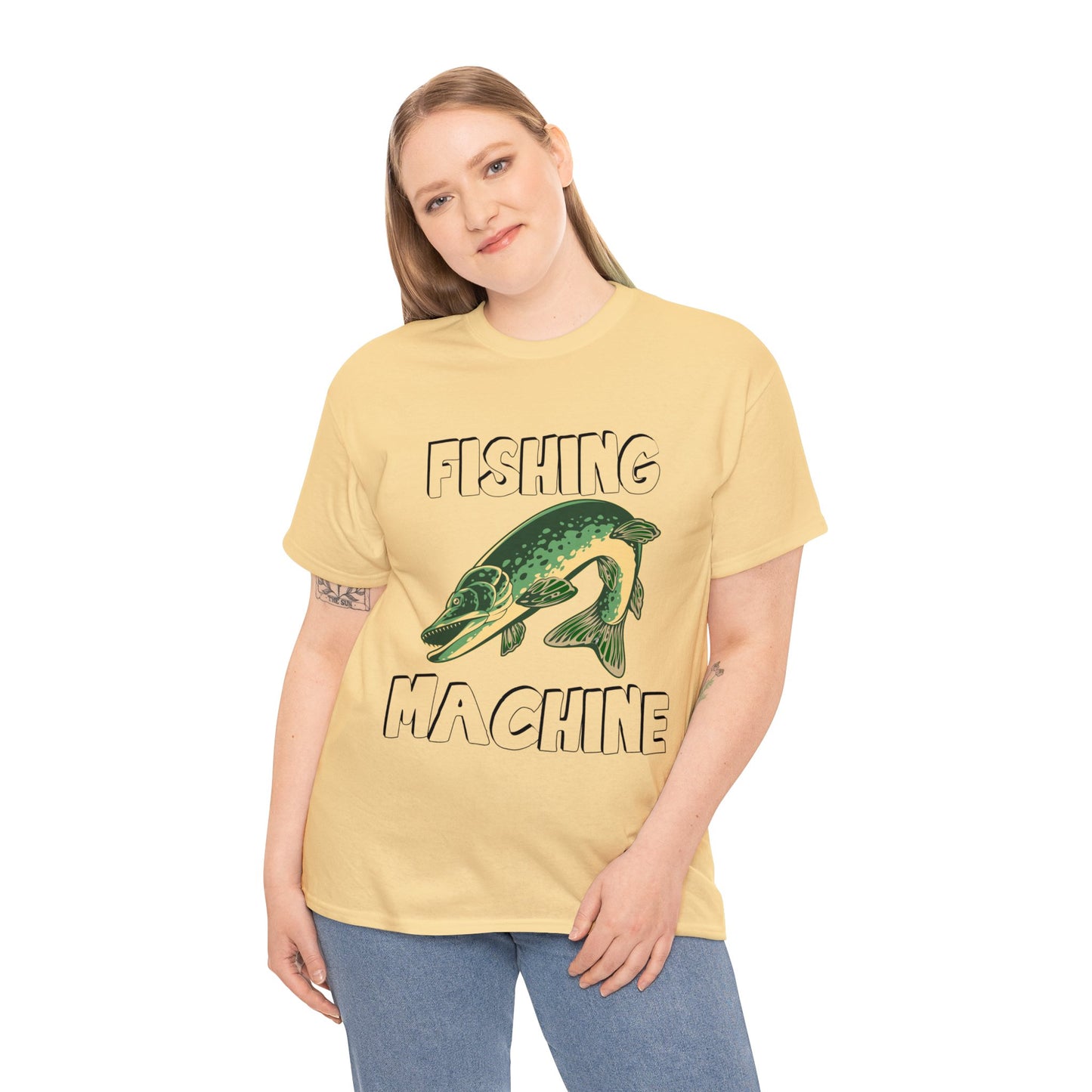FISHING ON FRONT 5 Unisex Heavy Cotton Tee