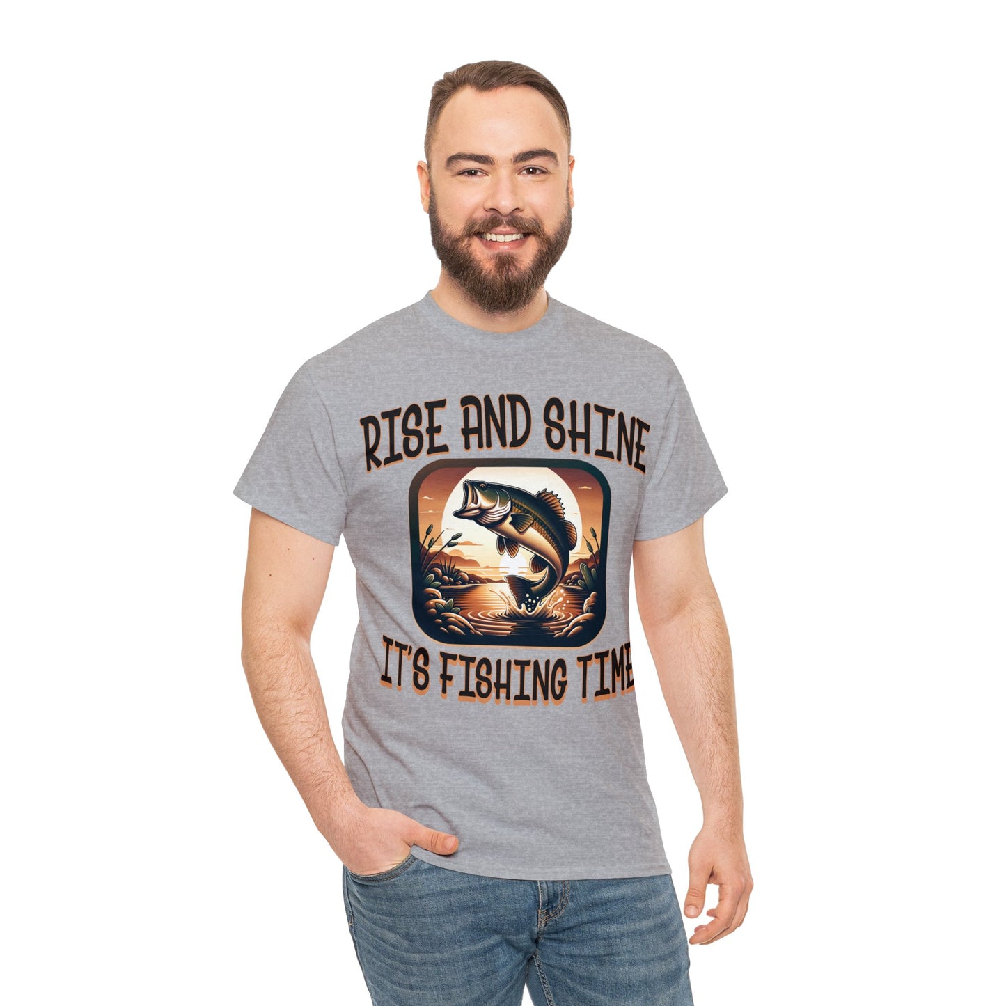 FISHING ON FRONT Unisex Heavy Cotton Tee