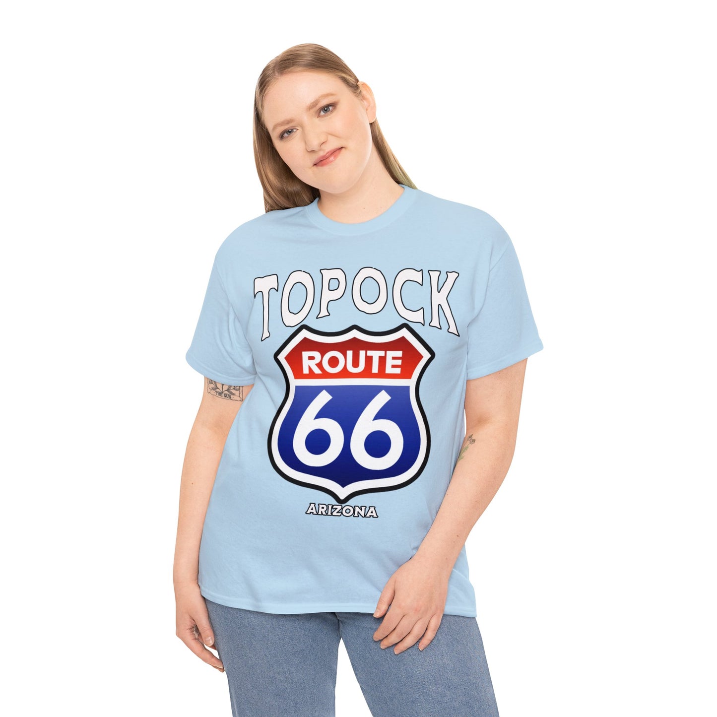 TOPOCK RT66 ON FRONT Unisex Heavy Cotton Tee