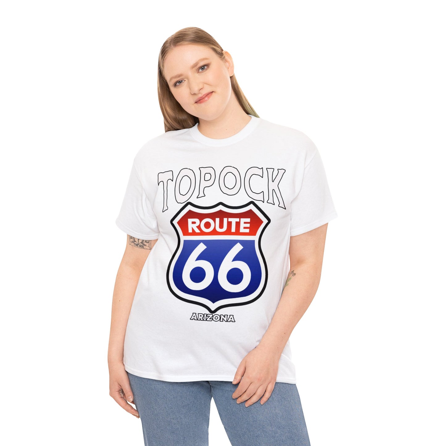 TOPOCK RT66 ON FRONT Unisex Heavy Cotton Tee