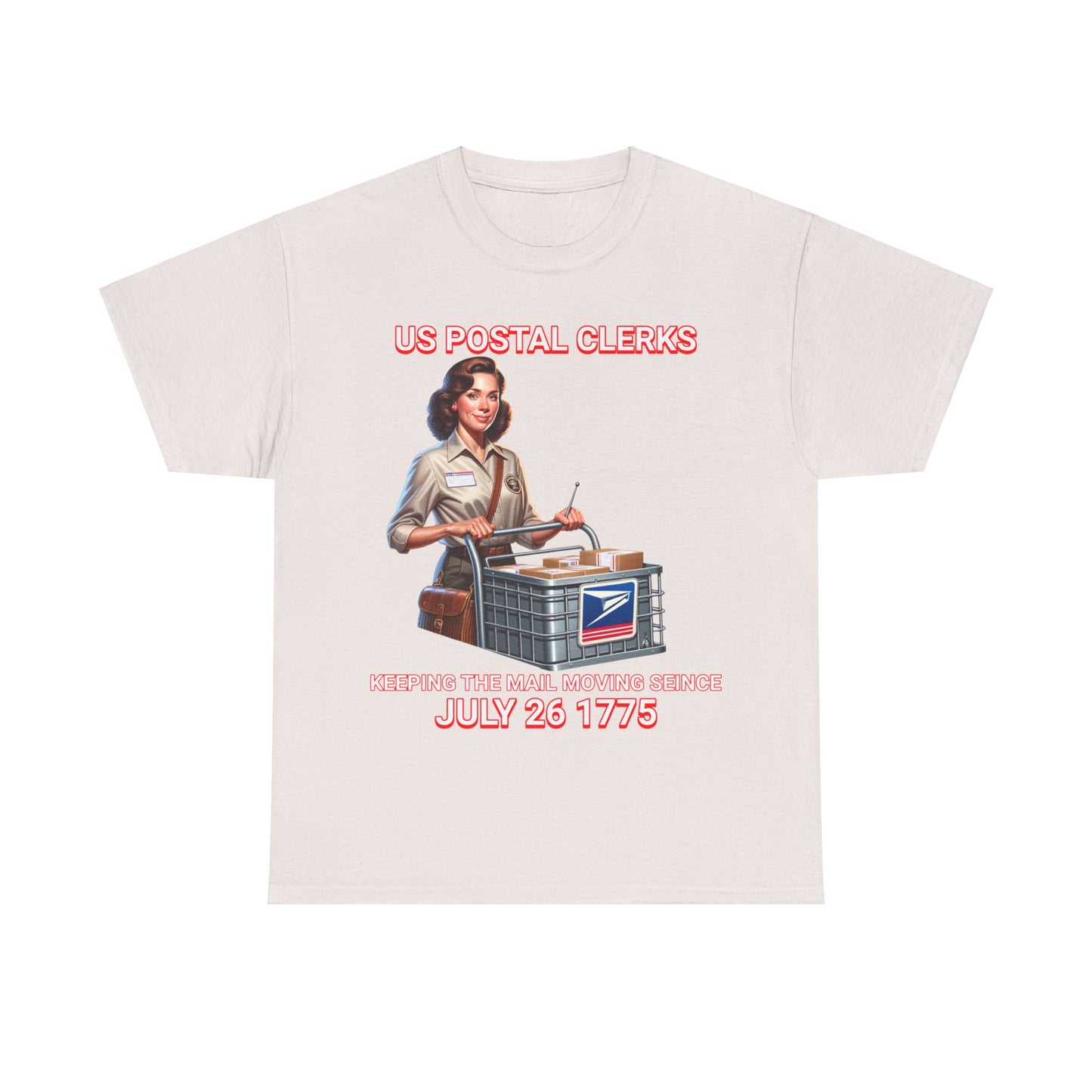 POSTAL CLERK ON FRONT Unisex Heavy Cotton Tee