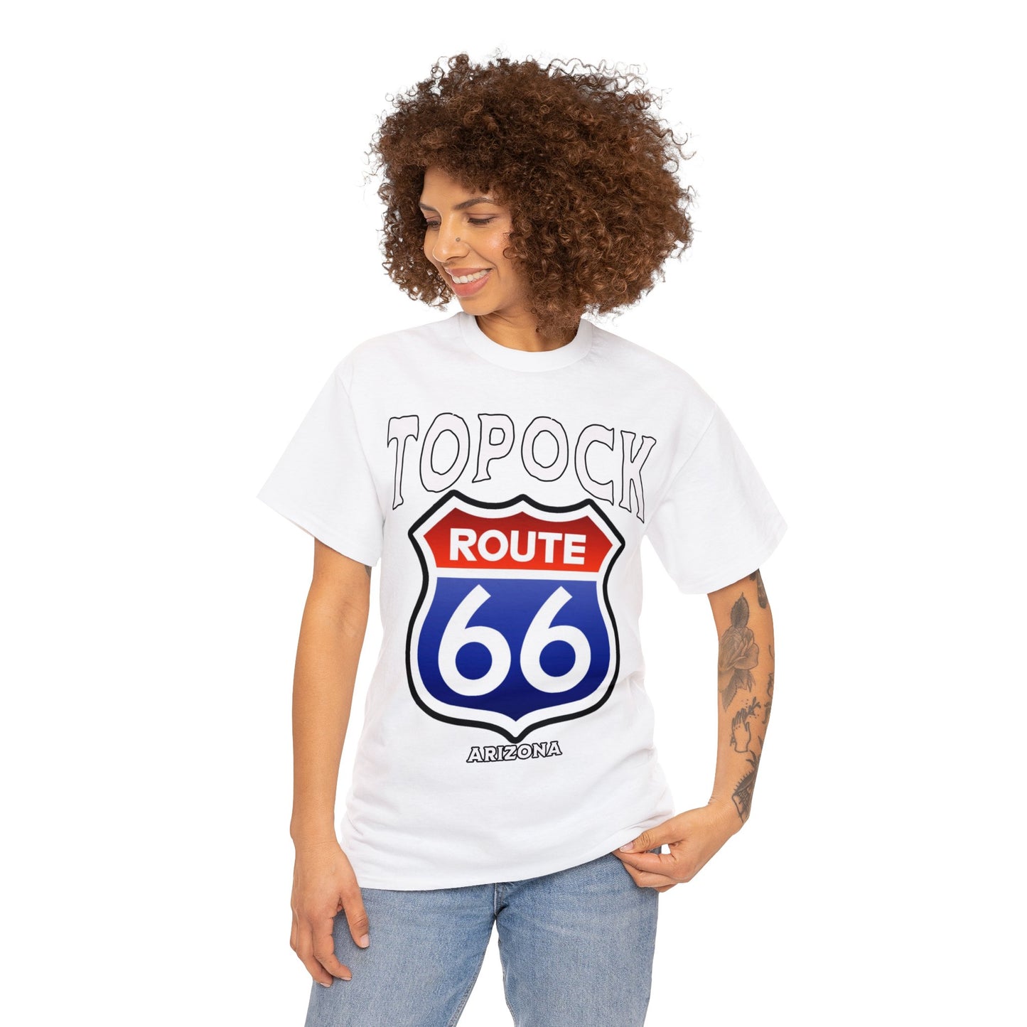 TOPOCK RT66 ON FRONT Unisex Heavy Cotton Tee