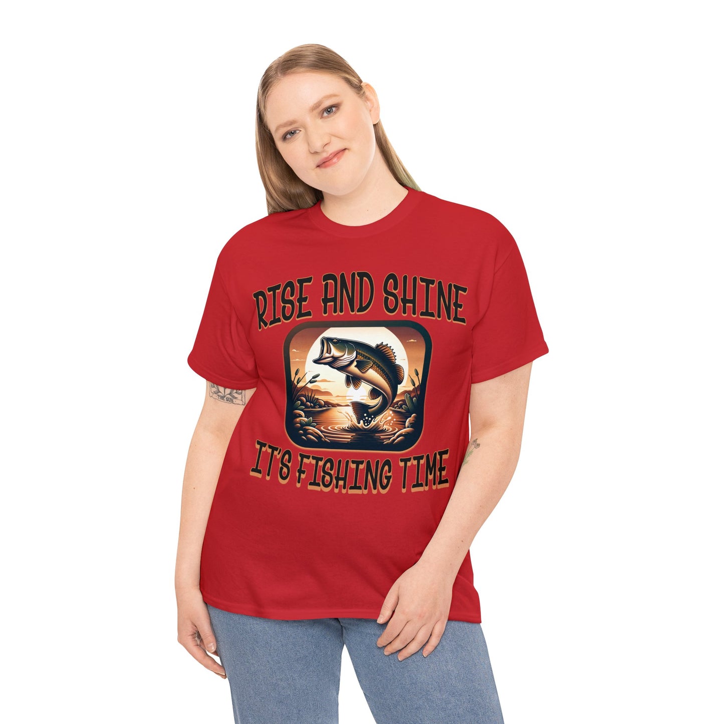 FISHING ON FRONT Unisex Heavy Cotton Tee