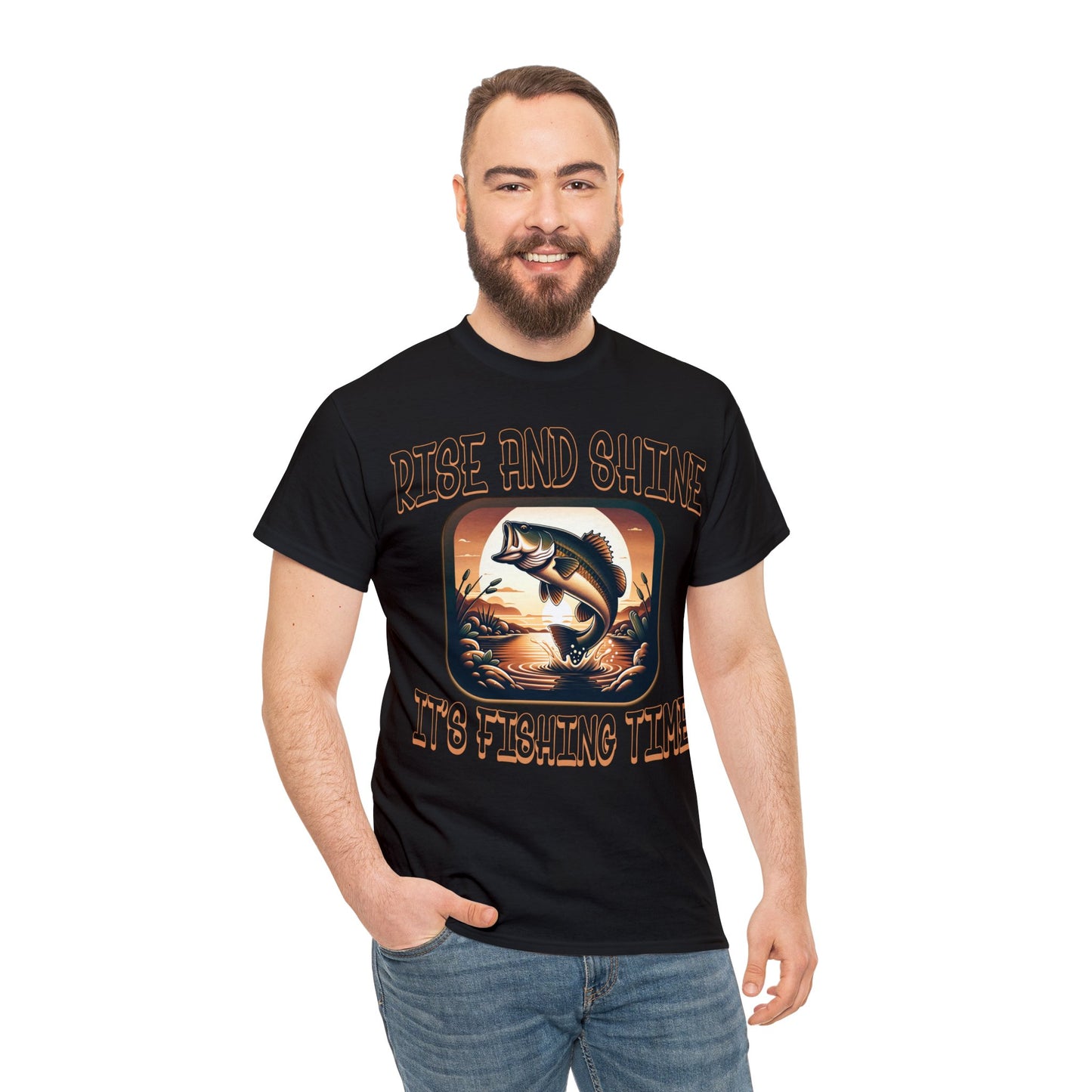 FISHING ON FRONT Unisex Heavy Cotton Tee