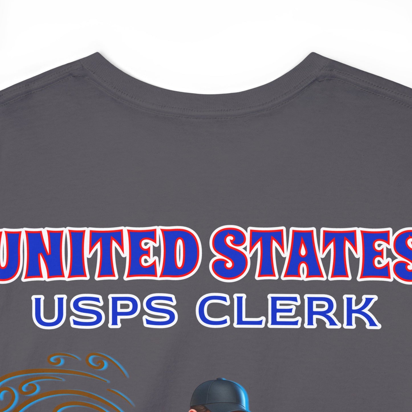 POSTAL BUFF CLERK ON BACK Unisex Heavy Cotton Tee