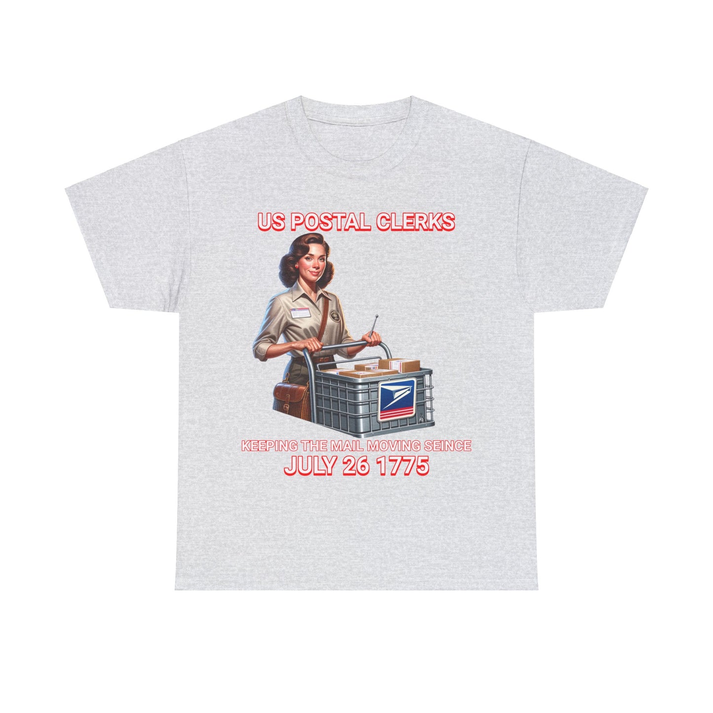 POSTAL CLERK ON FRONT Unisex Heavy Cotton Tee