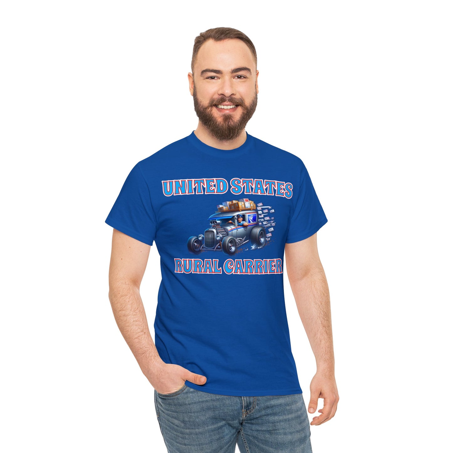 RURAL CARRIER ON front Unisex Heavy Cotton Tee