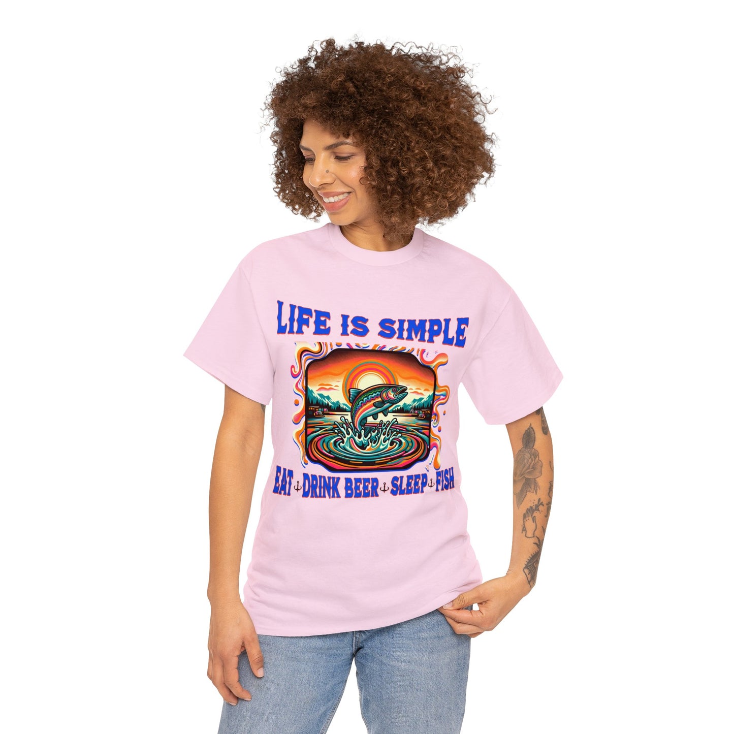 fishing 2 ON FRONT Unisex Heavy Cotton Tee