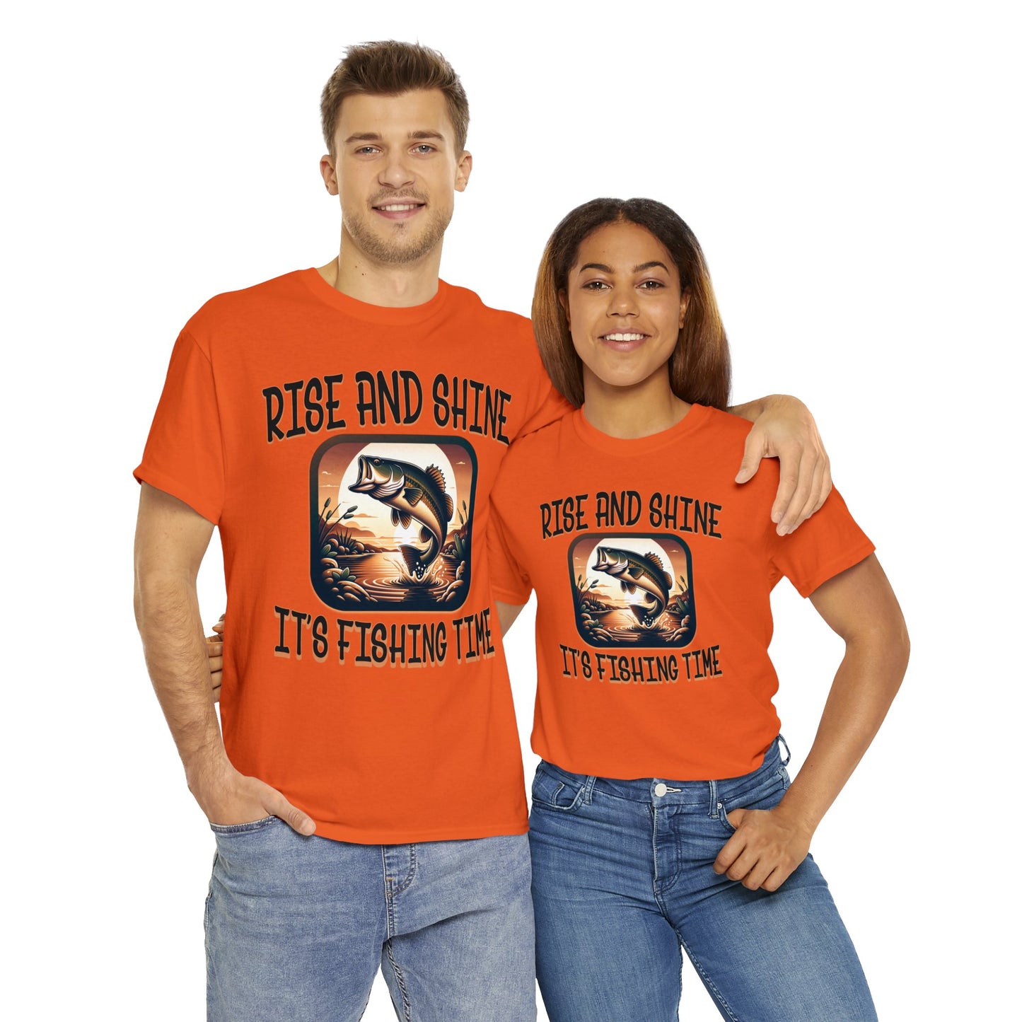 FISHING ON FRONT Unisex Heavy Cotton Tee